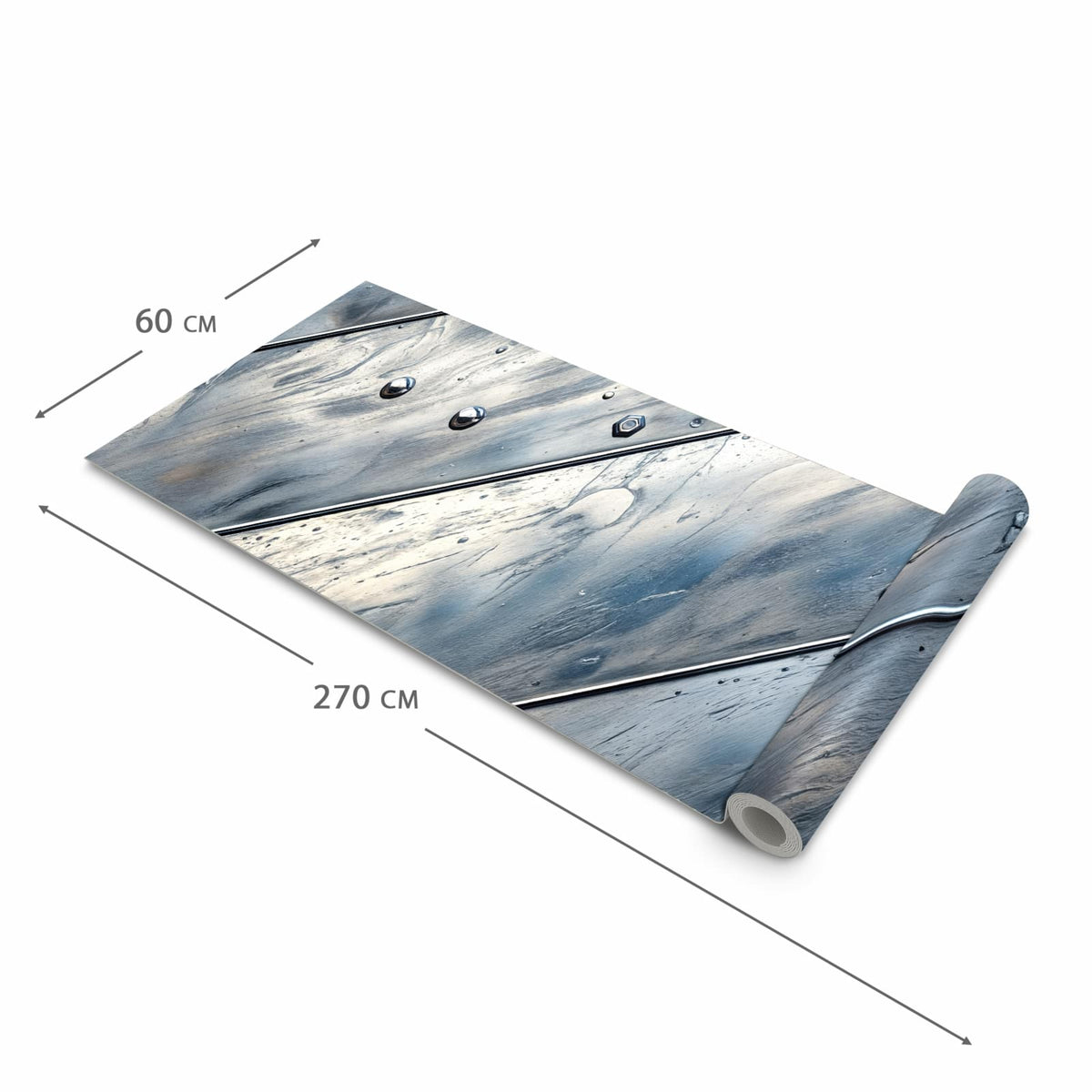 Waschbarer rutschfester Läufer mit Motiv Metallplatte in der Grösse 60x240 cm