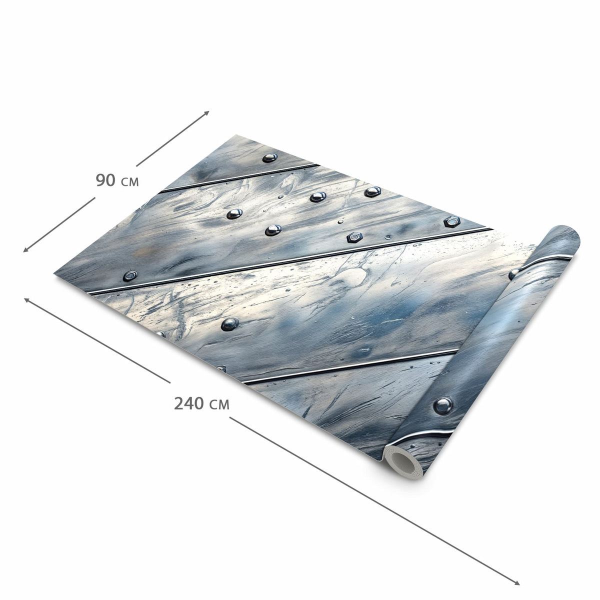 Formstabiler Bodenläufer Teppich mit Motiv Metallplatte in der Grösse 60x240 cm