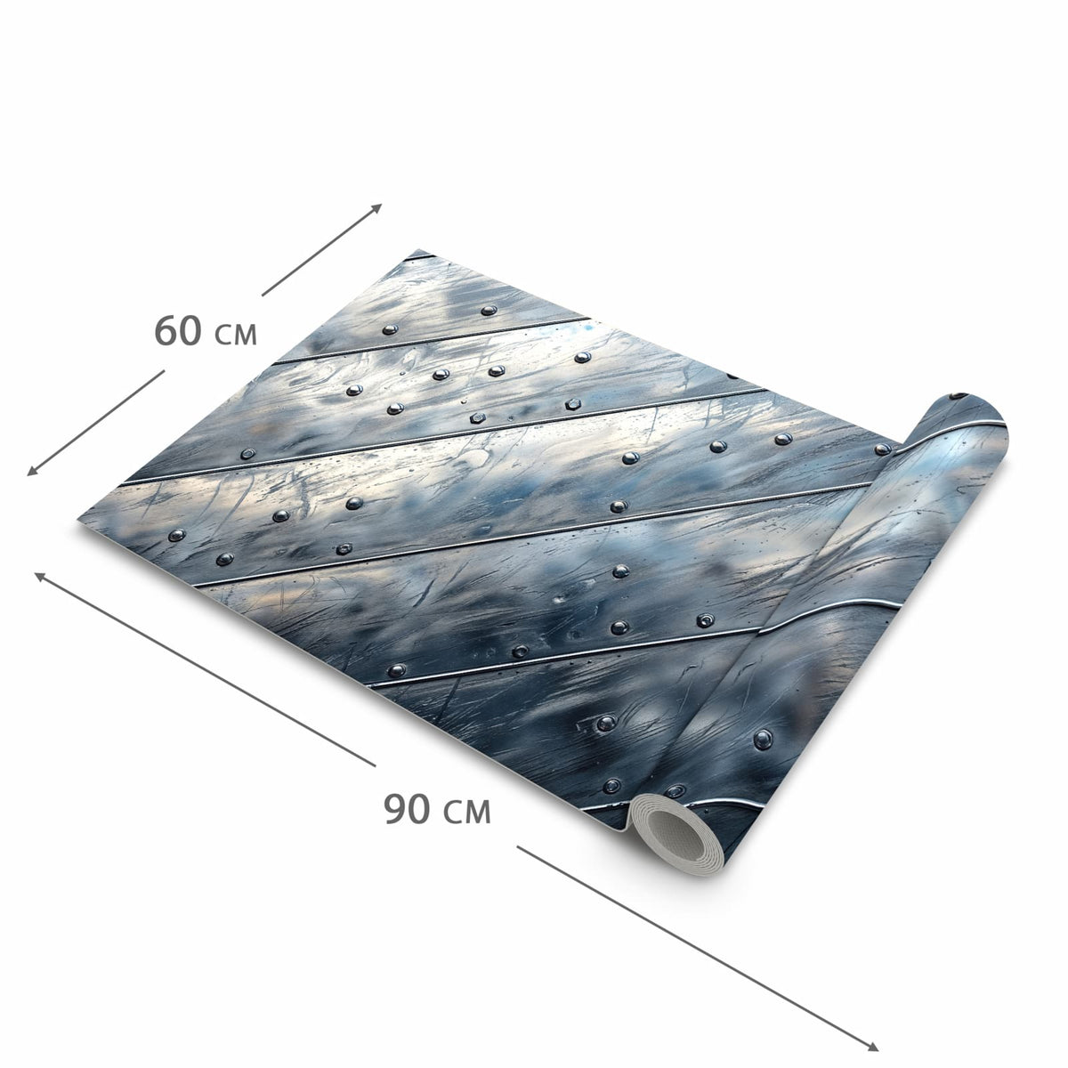 Rutschfester dünner Teppich mit Motiv Metallplatte in der Grösse 60x240 cm