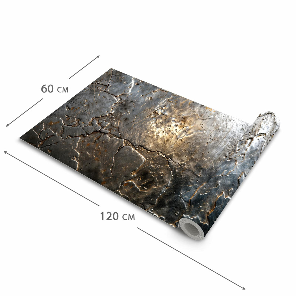 Geräuschdämpfender Teppich für die Küche mit Motiv Gekrakeltes Metall in der Größe 60x180 cm