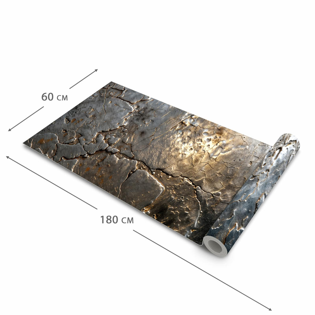 UV-beständiger Küchenteppich mit Motiv Gekrakeltes Metall in der Grösse 60x180 cm