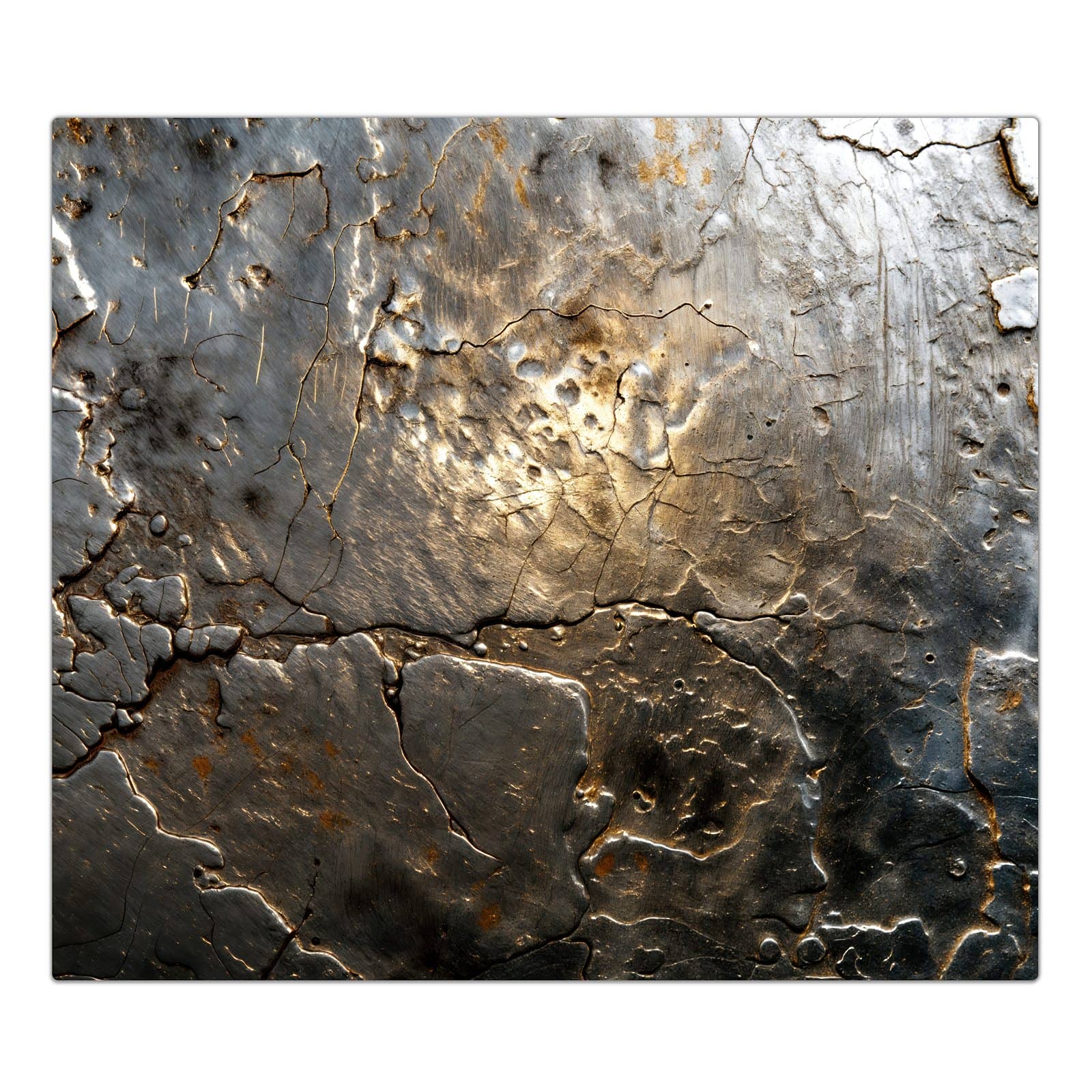 1-teilige Herdabdeckplatte aus Glas mit Gekrakeltes Metall-Motiv in der Frontansicht #grösse_1-Teilig (60x52cm)