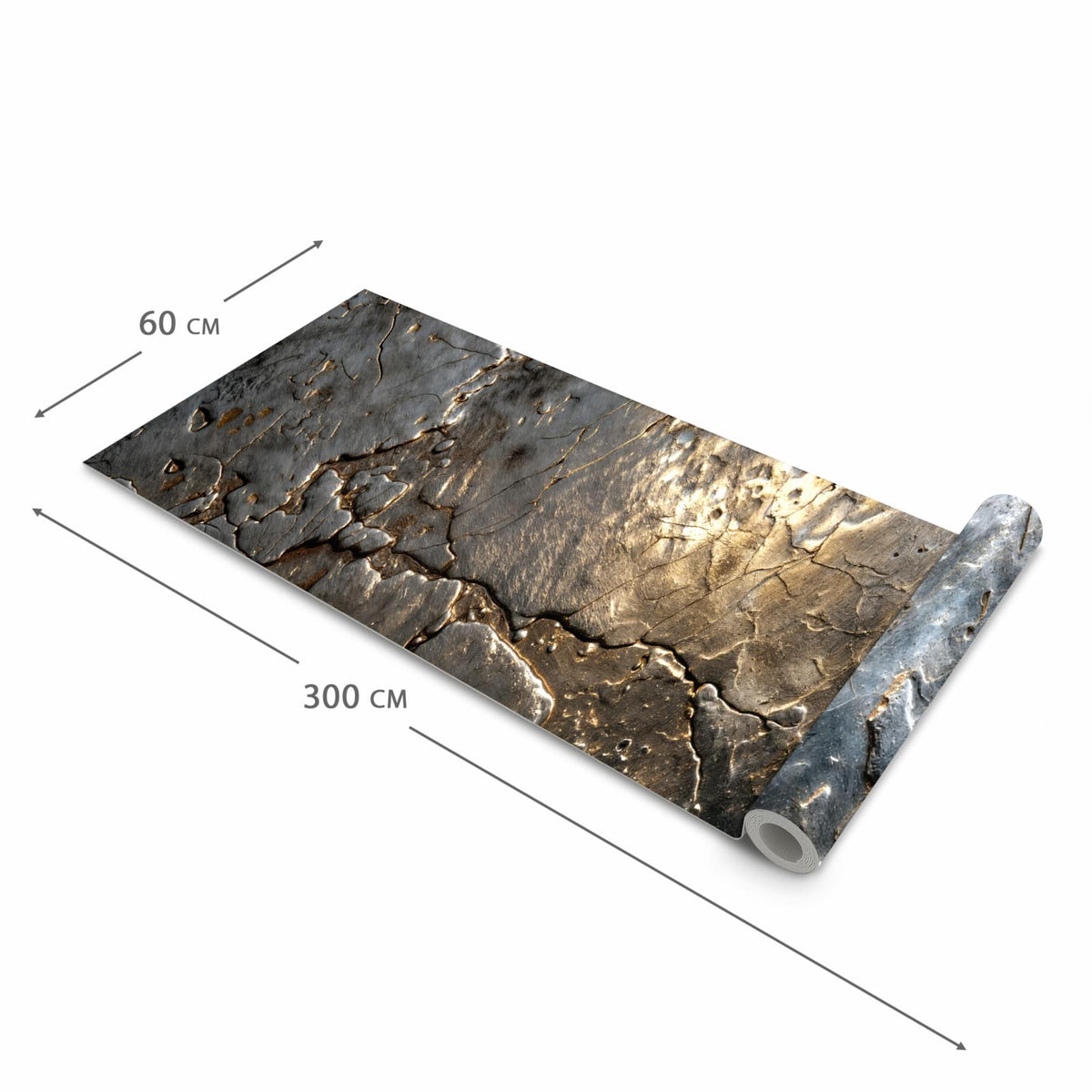 Fleckenresistenter Küchenläufer mit Motiv Gekrakeltes Metall in der Grösse 60x180 cm