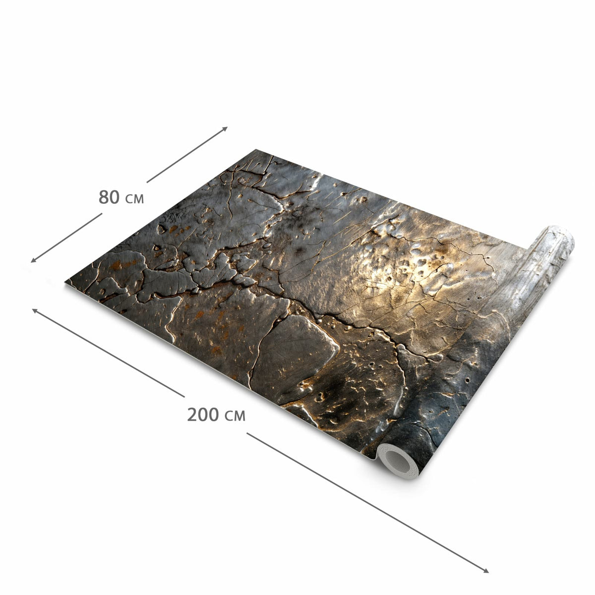 Geruchsneutraler Küchenteppich mit Motiv Gekrakeltes Metall in der Grösse 60x180 cm