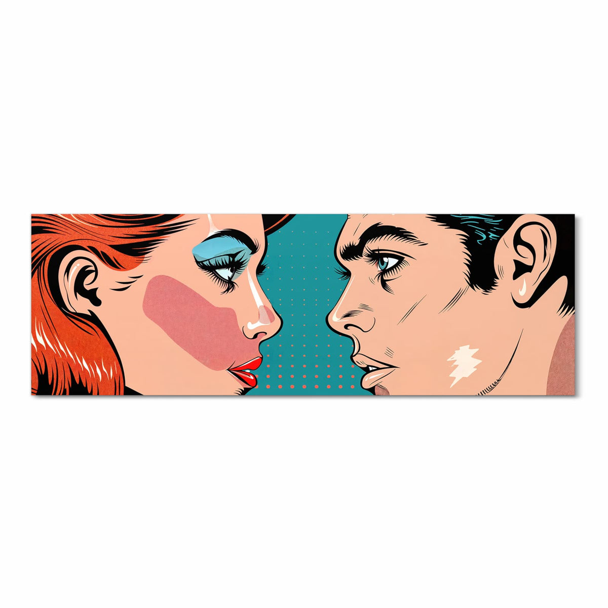 Bodenschonender moderner Küchenläufer mit Motiv Pop Art Paar in Frontansicht