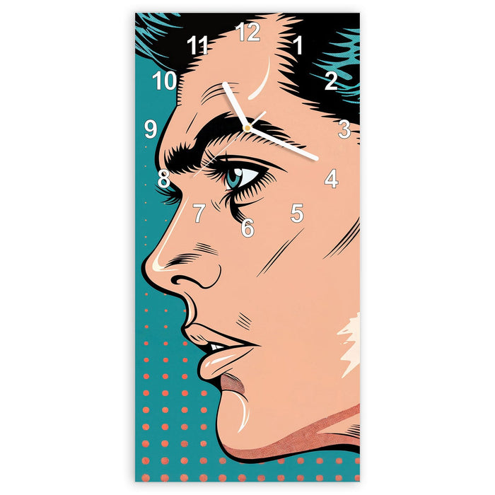 Wanduhr Pop Art Paar aus Glas – Hochformat 30 × 60 cm mit Ziffernblatt Modern