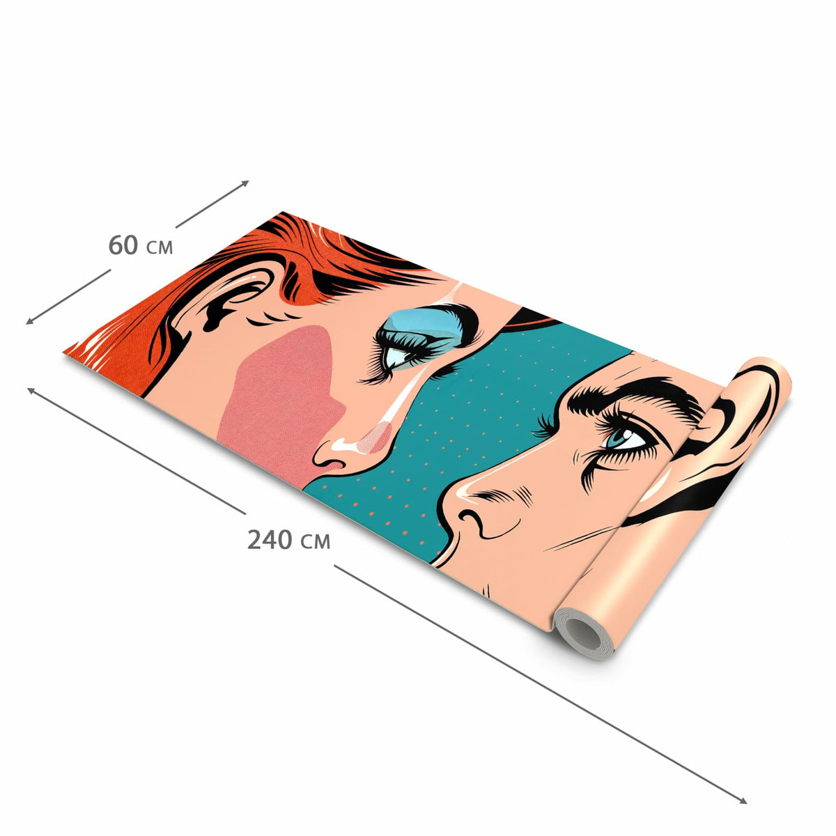 Langlebiger moderner Küchenläufer mit Motiv Pop Art Paar in der Grösse 60x180 cm