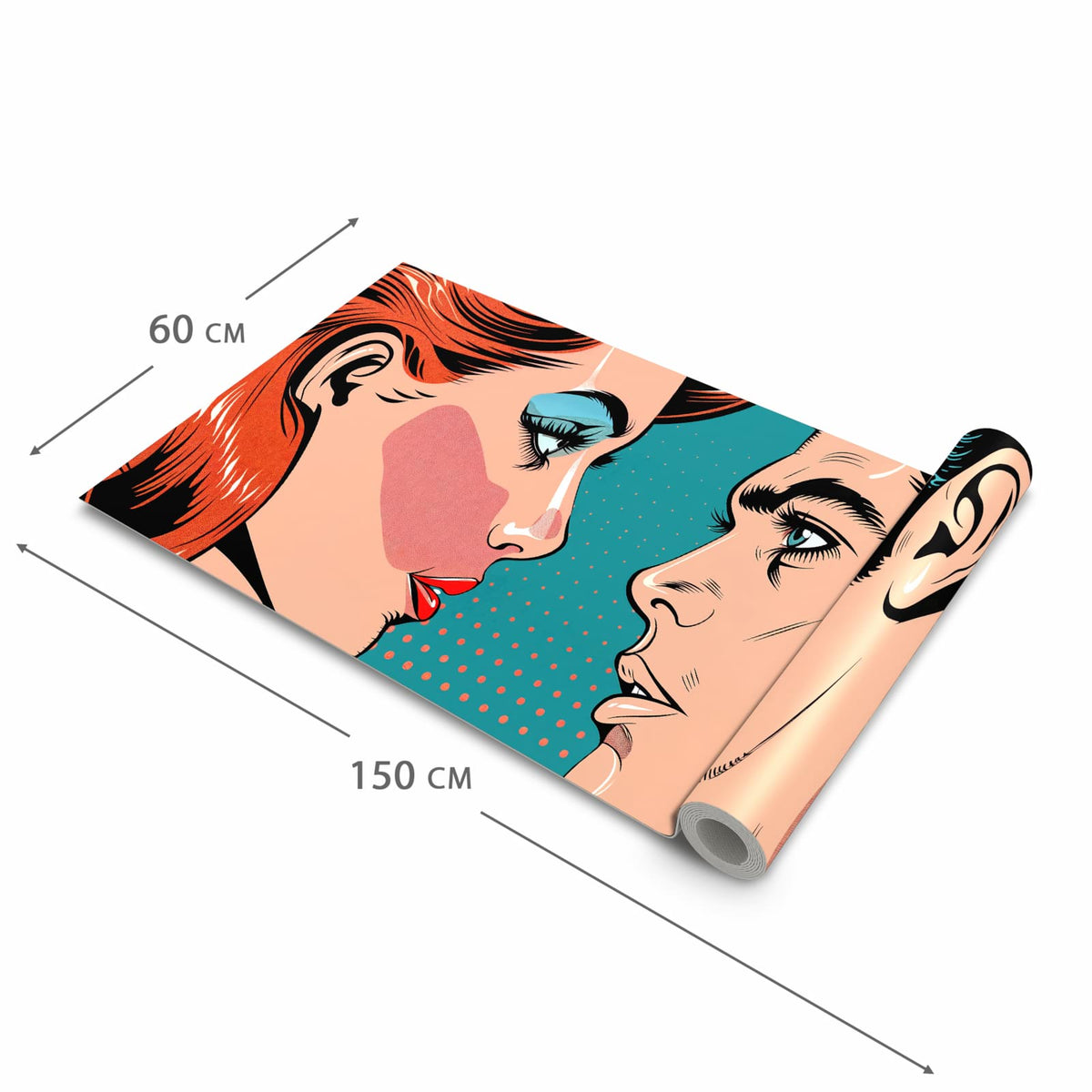 Strapazierfähiger waschbarer Küchenläufer mit Motiv Pop Art Paar in der Größe 60x180 cm