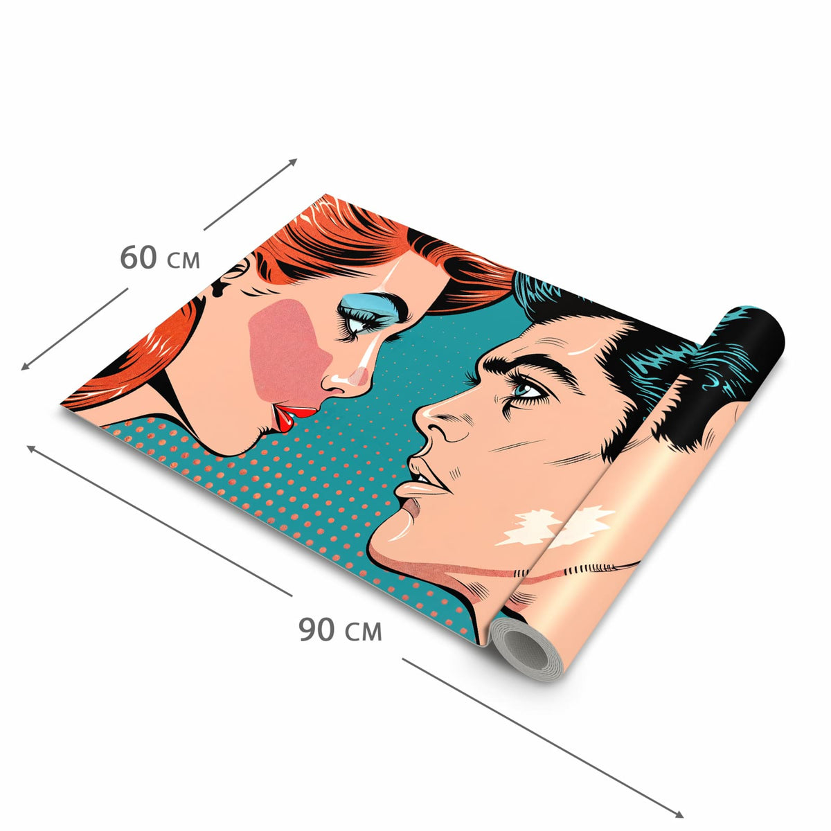 Bodenschonender moderner Küchenläufer mit Motiv Pop Art Paar in der Grösse 60x180 cm