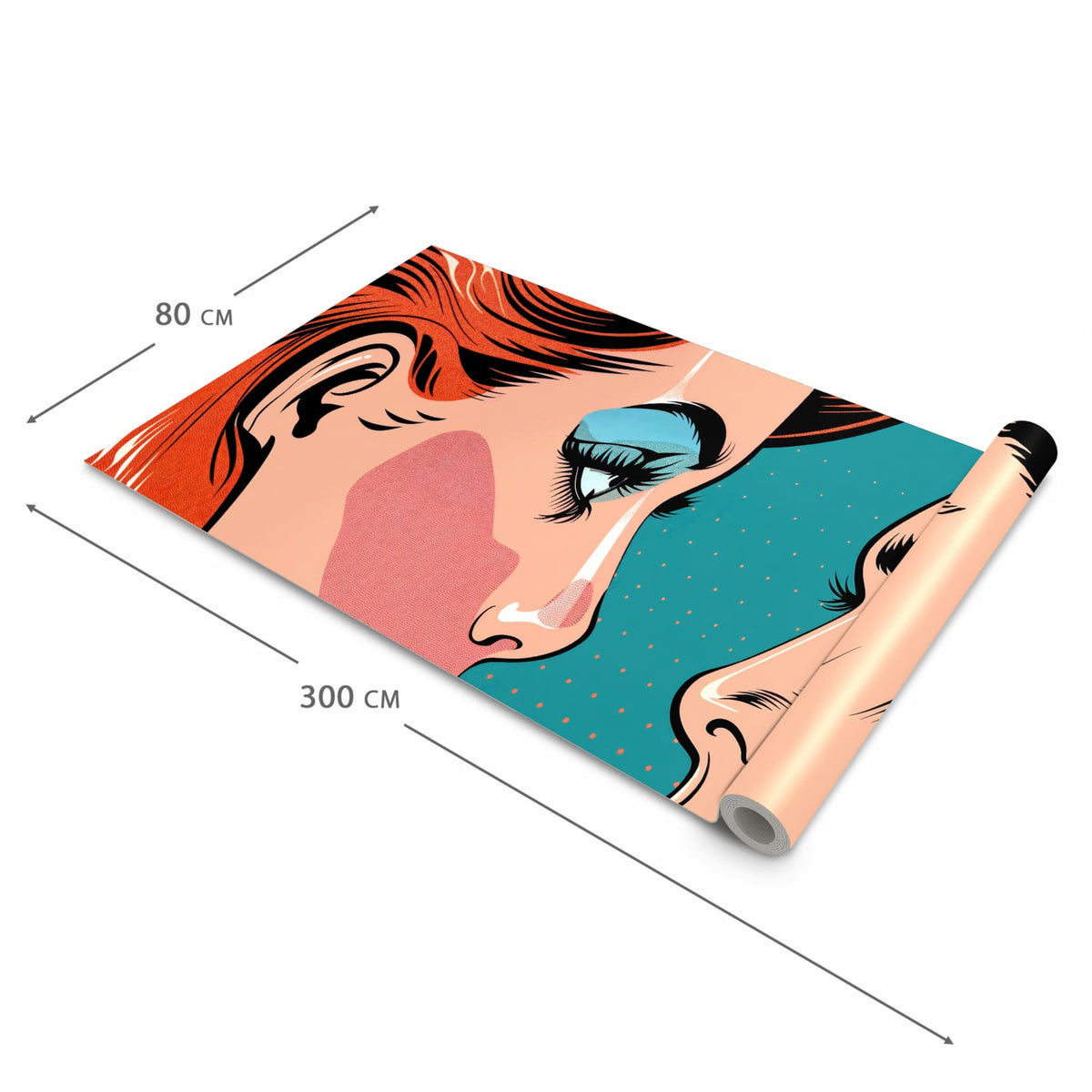 Formstabiler Küchenteppich mit Motiv Pop Art Paar in der Grösse 60x180 cm