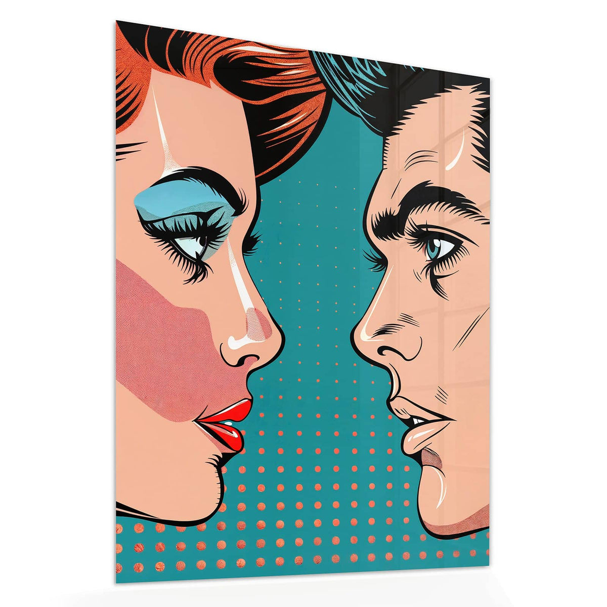 Echtglas, 4 mm – kein Acryl, keine Folie – Wandbild - Rothaarige im Profil - Hochformat