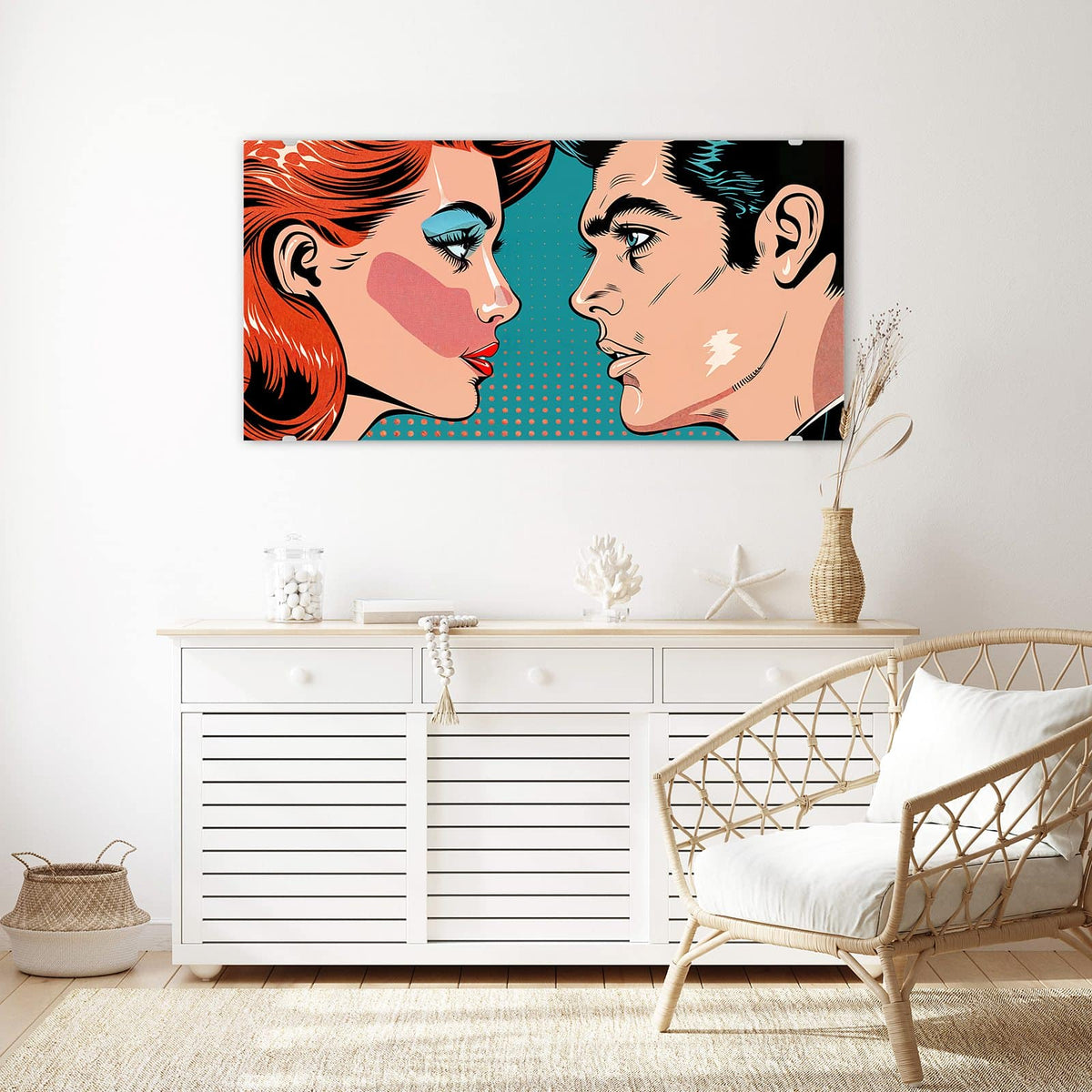 Echtglas, 4 mm – kein Acryl, keine Folie – Wandbild - Rothaarige im Profil - Querformat