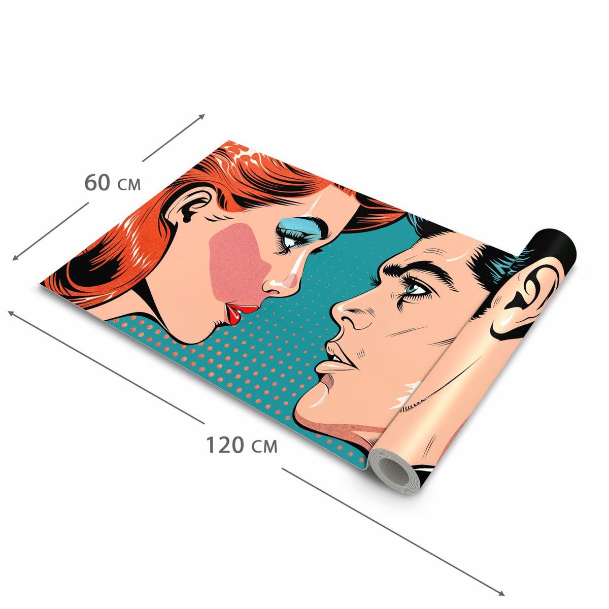 Hygienischer rutschfester Küchenläufer mit Motiv Pop Art Paar in der Grösse 60x180 cm
