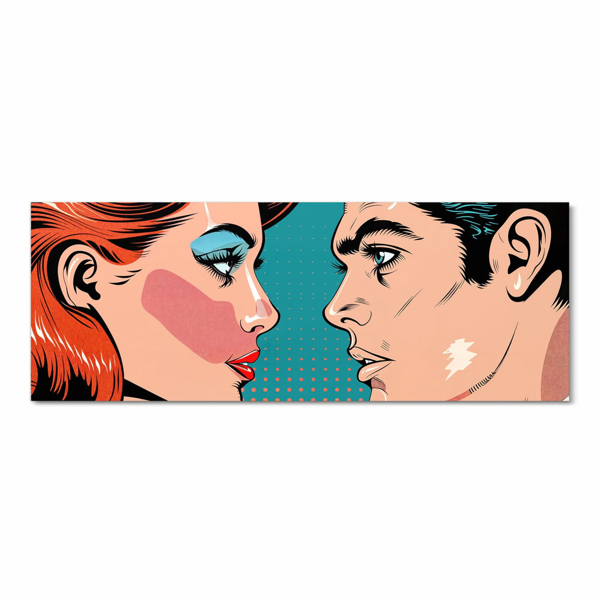 Komfortabler Küchenteppich mit Motiv Pop Art Paar in Frontansicht für angenehmes Stehen