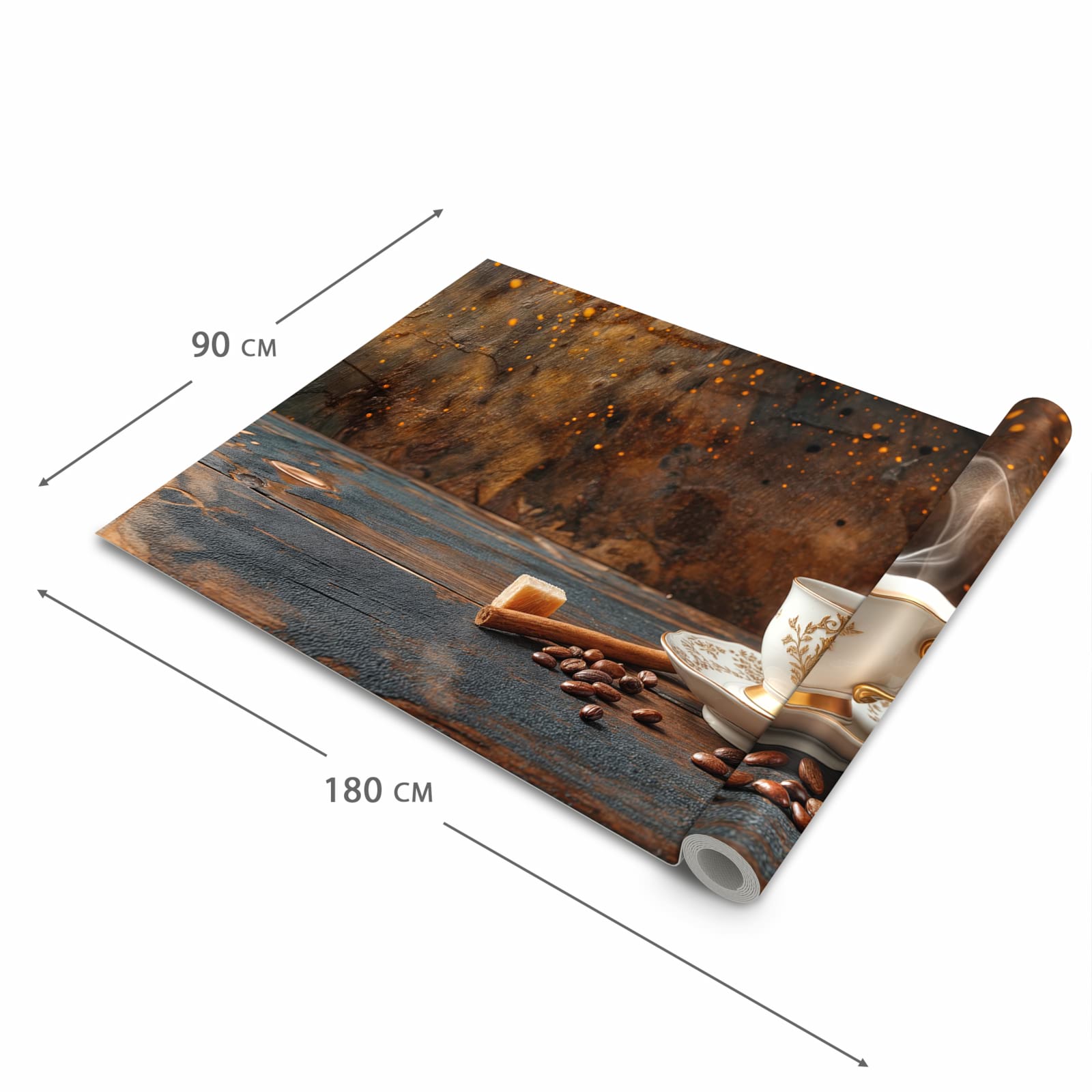 Rutschfester Küchenläufer mit Motiv Kaffee Und Zimt in der Grösse 60x180 cm