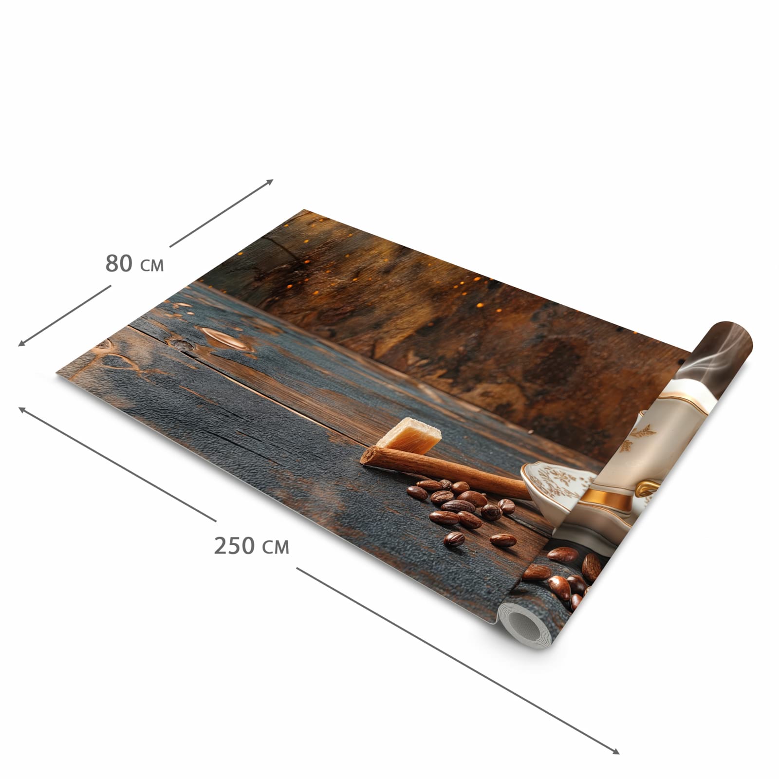 Pflegeleichter Küchenläufer mit Motiv Kaffee Und Zimt in der Grösse 60x180 cm