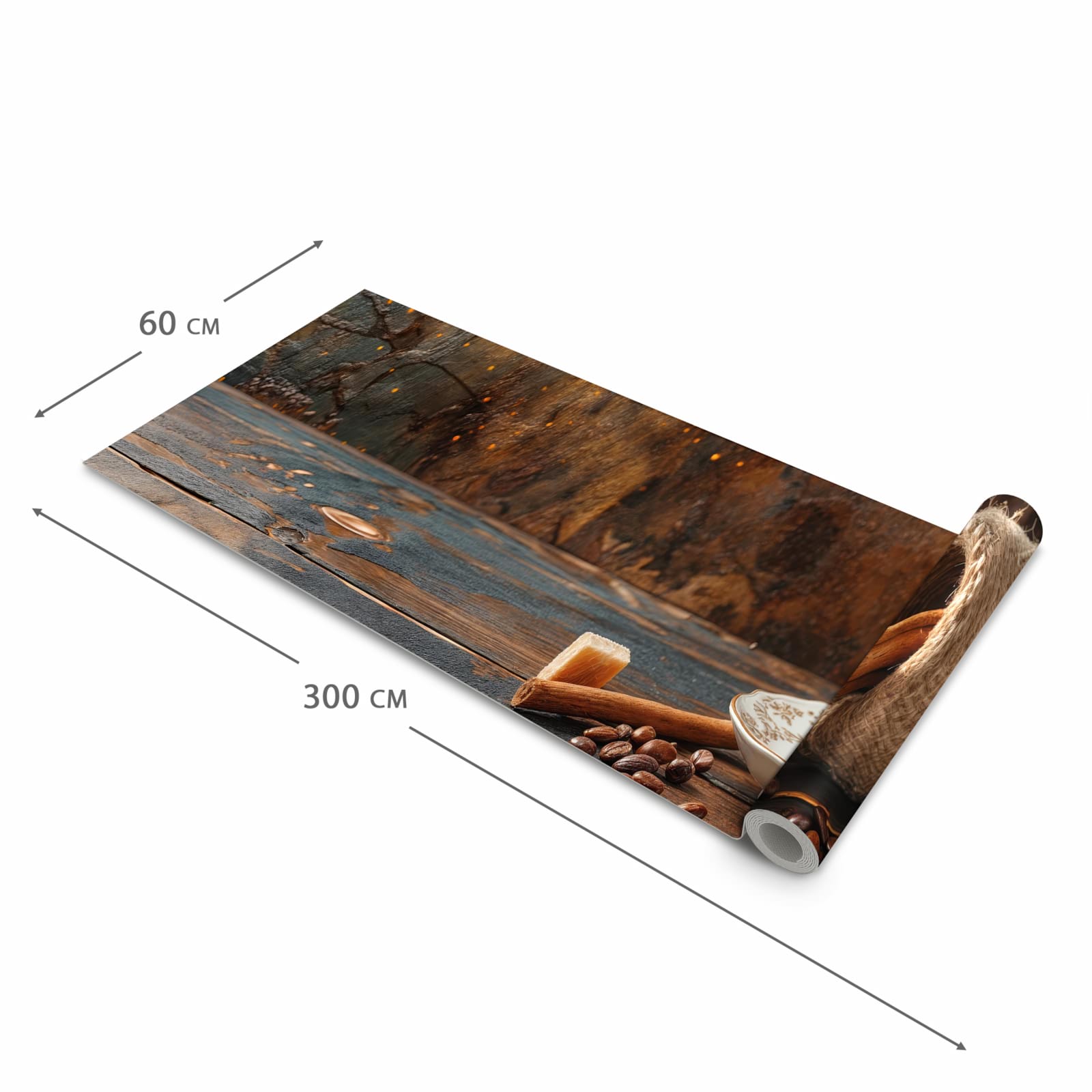 Geruchsneutraler großer Küchenteppich mit Motiv Kaffee Und Zimt in der Größe 60x150 cm