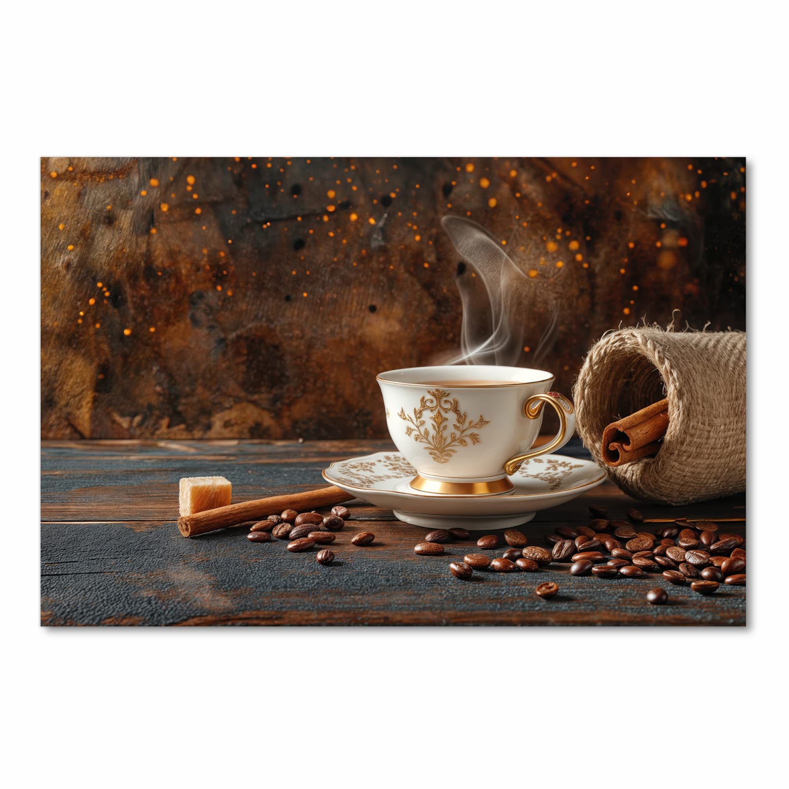 Strapazierfähiger rutschfester Küchenläufer mit Motiv Kaffee Und Zimt in Frontansicht