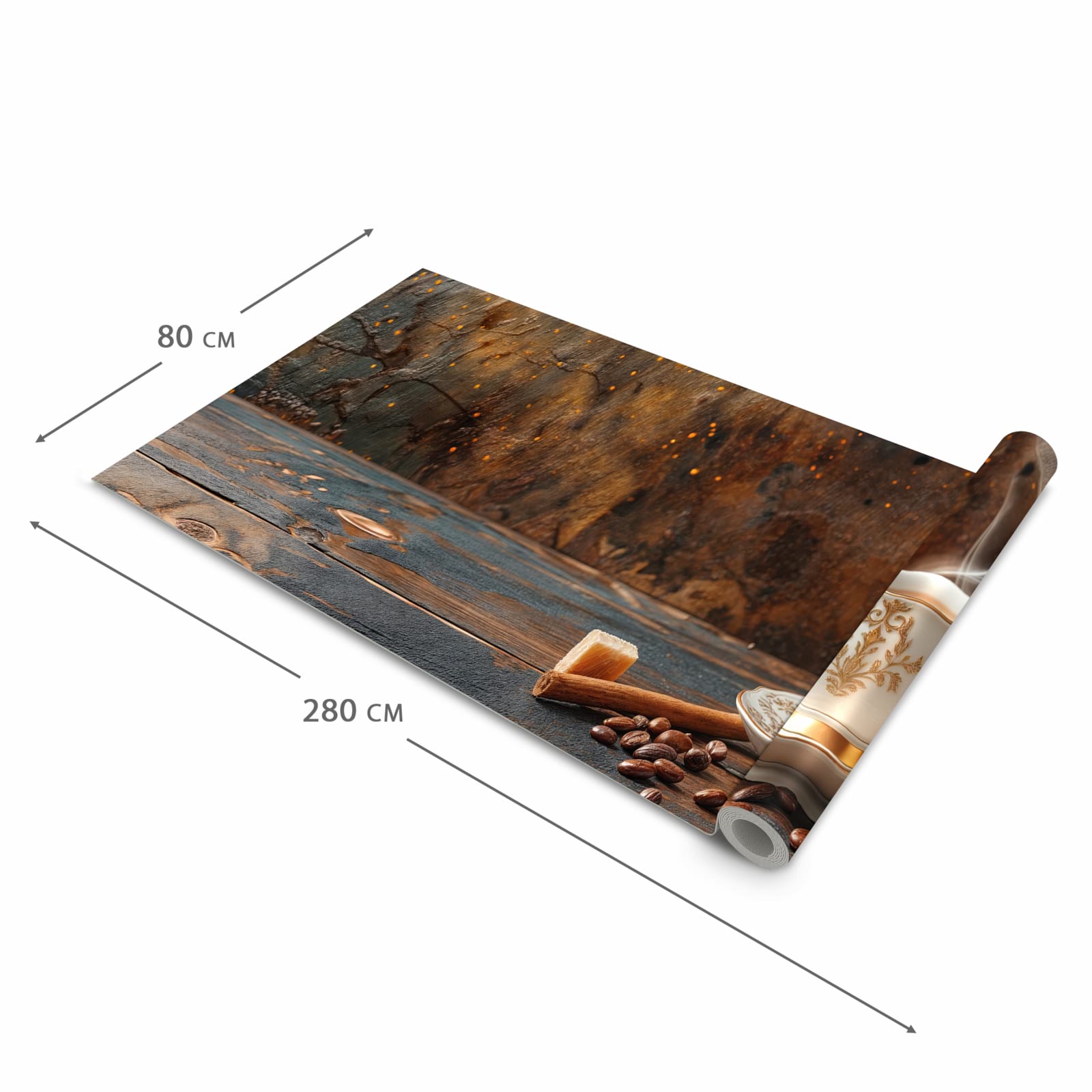 Komfortabler Küchenläufer mit Motiv Kaffee Und Zimt in der Grösse 60x180 cm