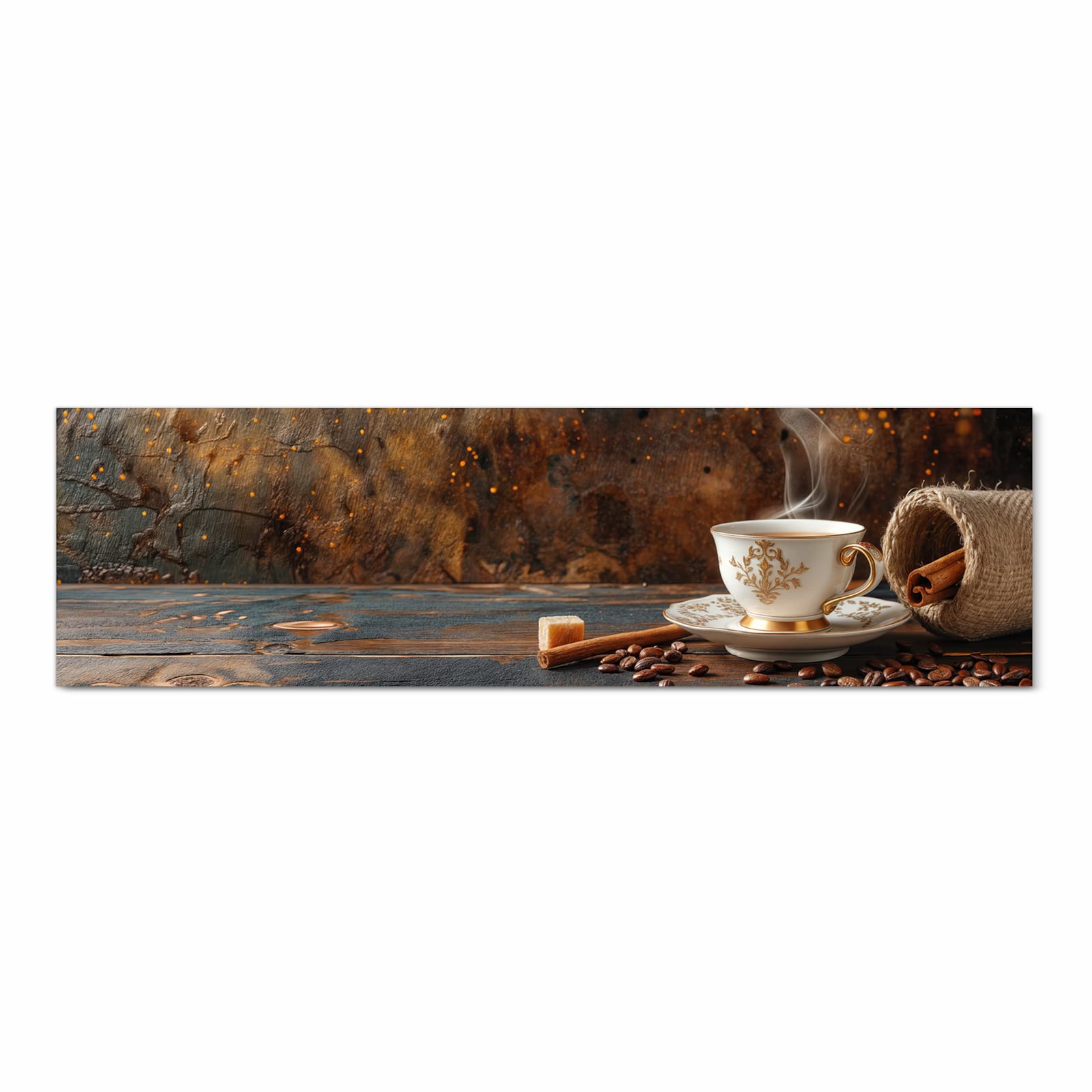 Langlebiger waschbarer Küchenläufer mit Motiv Kaffee Und Zimt in Frontansicht