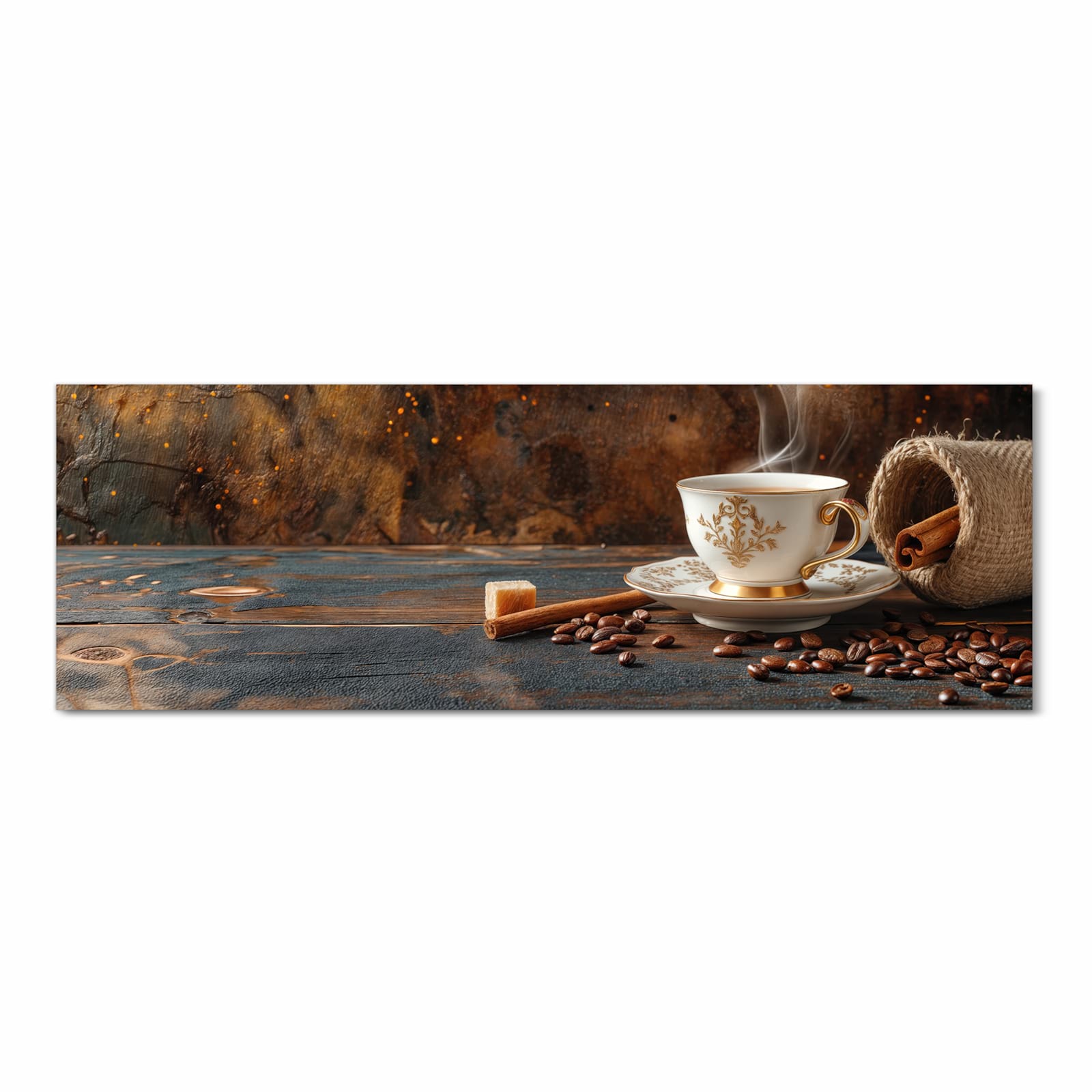 Rutschfester Küchenläufer mit Motiv Kaffee Und Zimt in Frontansicht für sicheren Stand