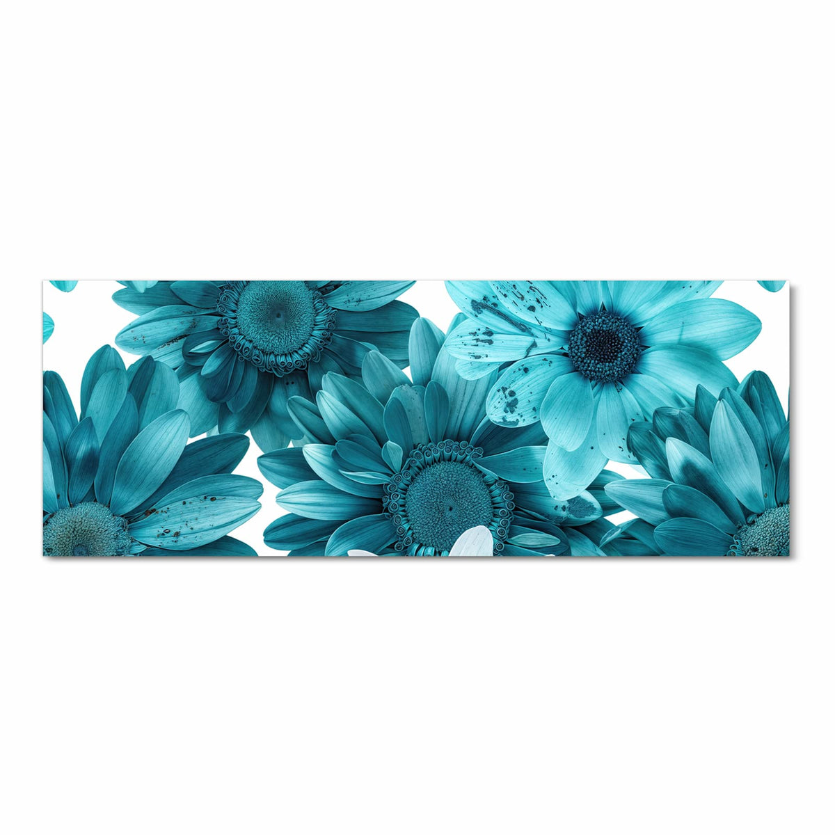 Flacher großer Küchenteppich mit Motiv Blaue Blütenpracht in Frontansicht