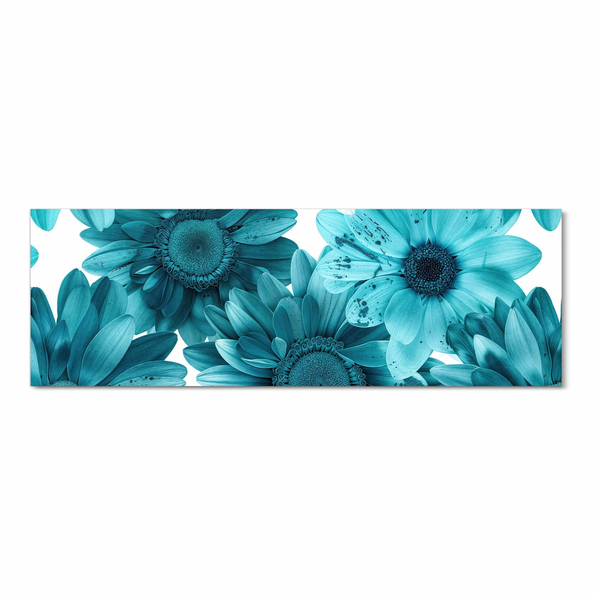 Abriebfester Bodenläufer Teppich mit Motiv Blaue Blütenpracht in Frontansicht