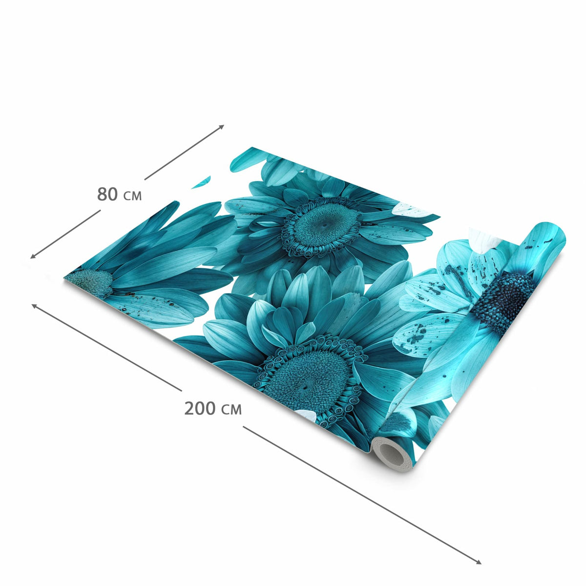 Farbbeständiger waschbarer Teppich Esstisch mit Motiv Blaue Blütenpracht in der Grösse 60x150 cm