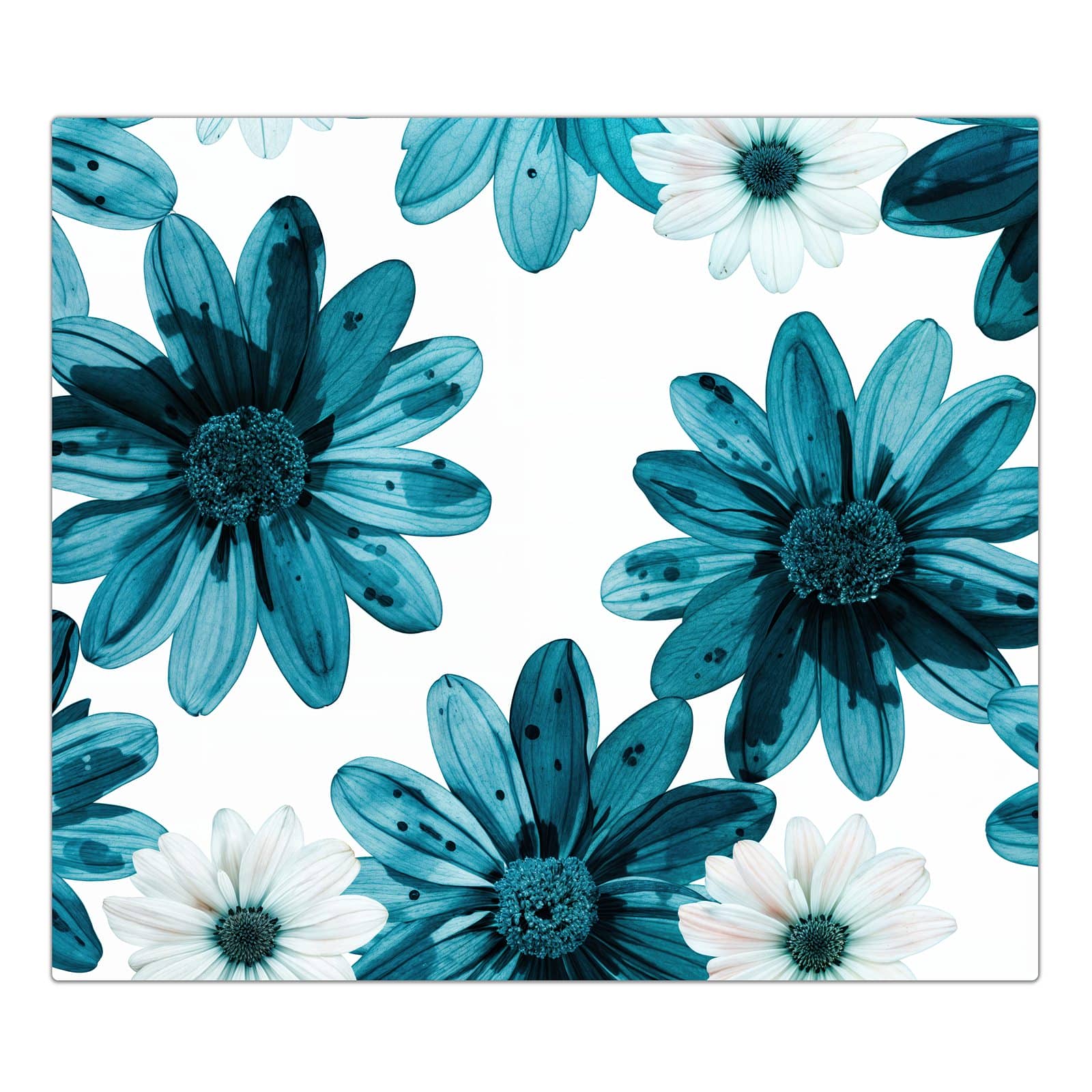 1-teilige Herdabdeckplatte mit Blaues Blumenmuster-Motiv in der Frontansicht #grösse_1-Teilig (60x52cm)