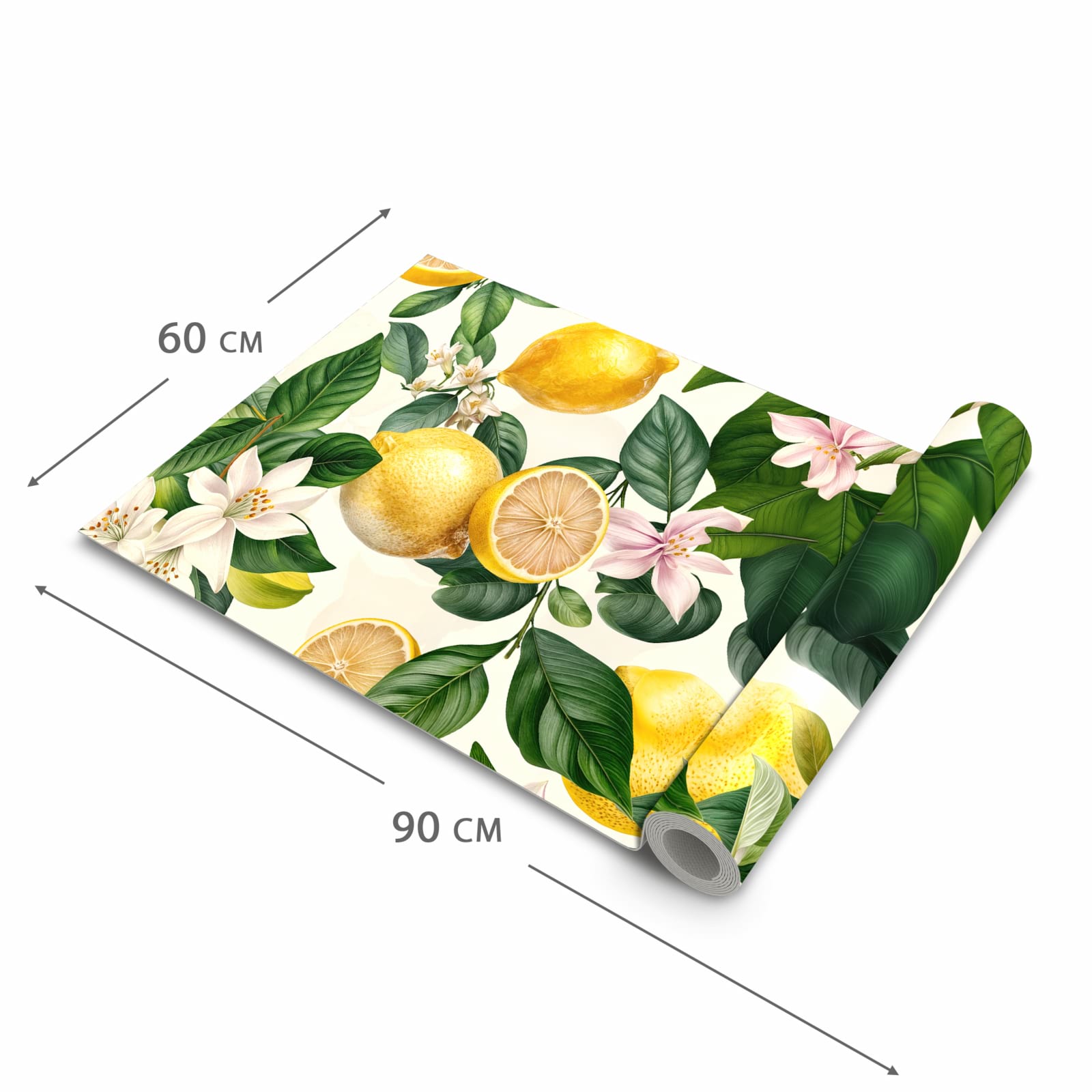 Küchenteppich mit Motiv Zitronenblumen in der Grösse 80x250 cm für Ordnung & Übersicht