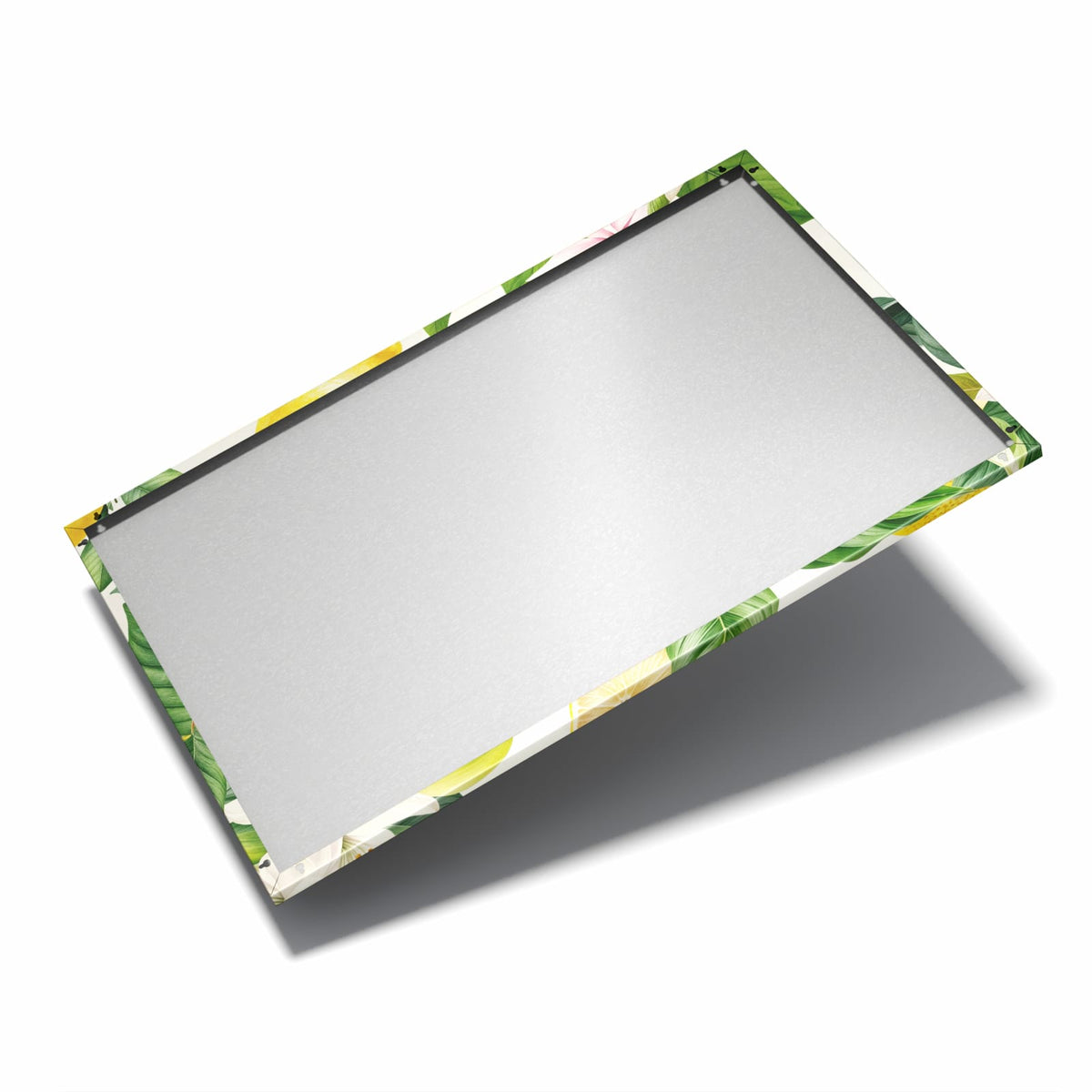 Nur 7 mm – liegt eng an der Wand – Metall Magnettafel - Zitronen und Blüten