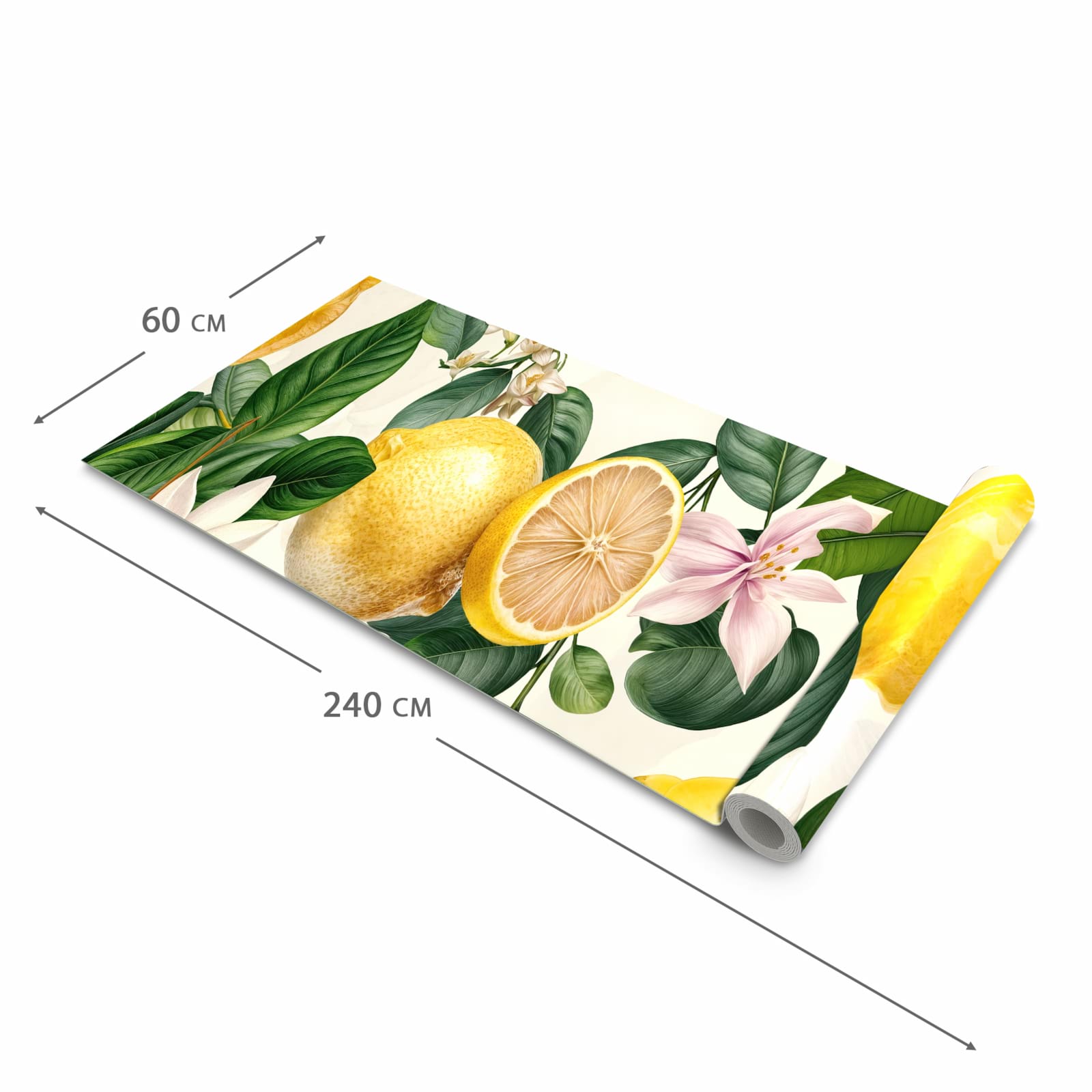 Rutschfester Küchenteppich mit Motiv Zitronenblumen in der Größe 80x200 cm