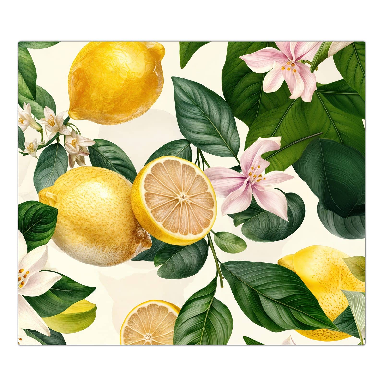 1-teilige Abdeckung für Herdplatten mit Zitronenblumen-Motiv in der Frontansicht #grösse_1-Teilig (60x52cm)