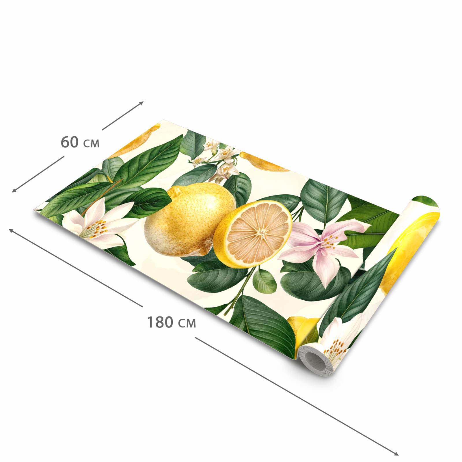 Langlebiger Küchenläufer mit Motiv Zitronenblumen in der Grösse 80x200 cm