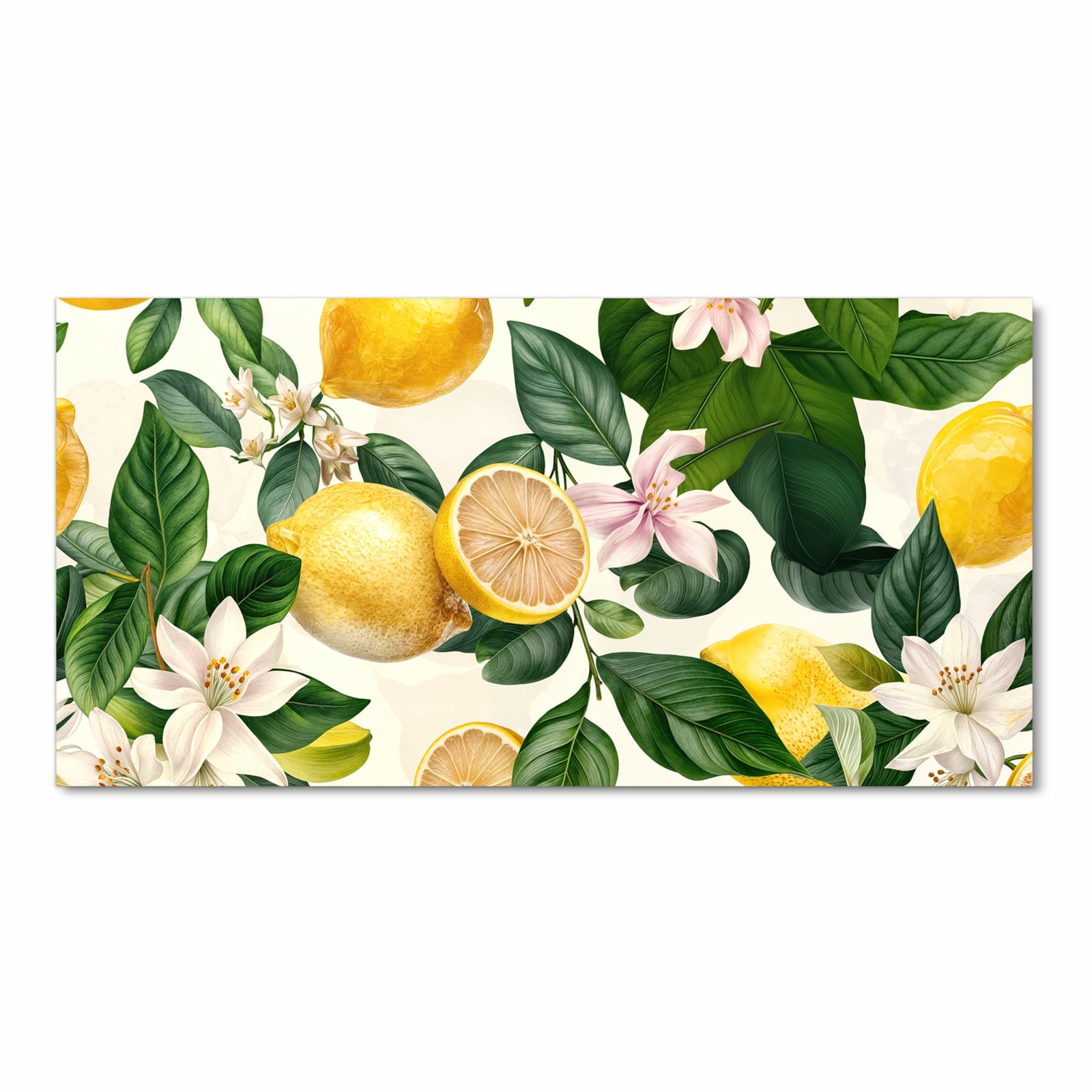 Geräuschdämpfender Küchenteppich mit Motiv Zitronenblumen in Frontansicht