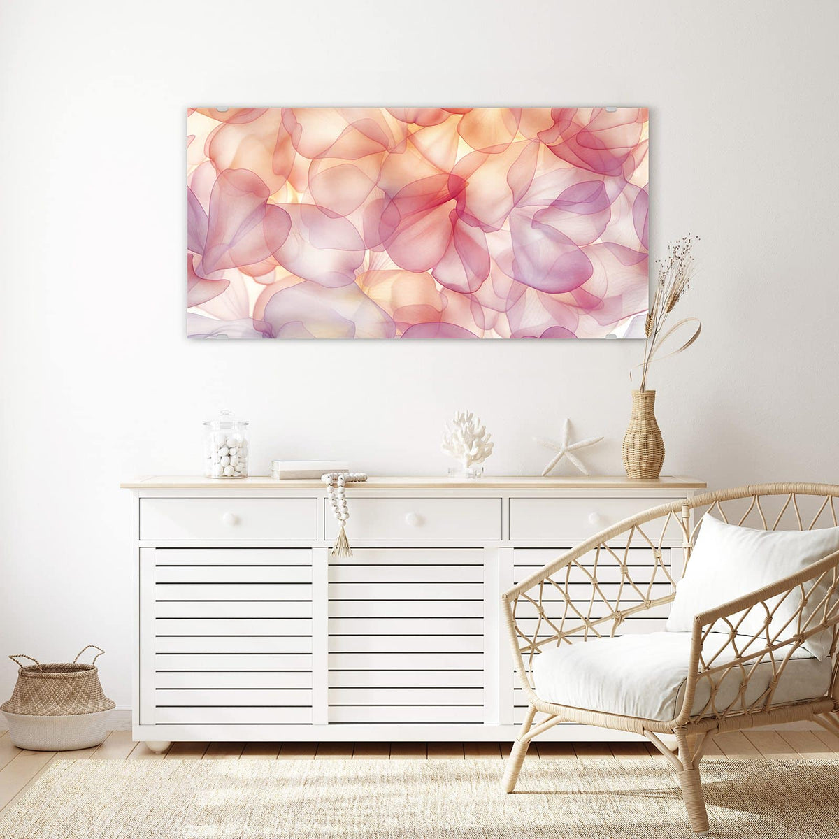 Echtglas, 4 mm – kein Acryl, keine Folie – Wandbild - Rosa Blütenblätter - Querformat