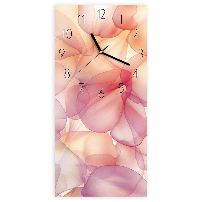 Wanduhr Zarte Blütenblätter aus Glas – Hochformat 30 × 60 cm mit Ziffernblatt Elegant