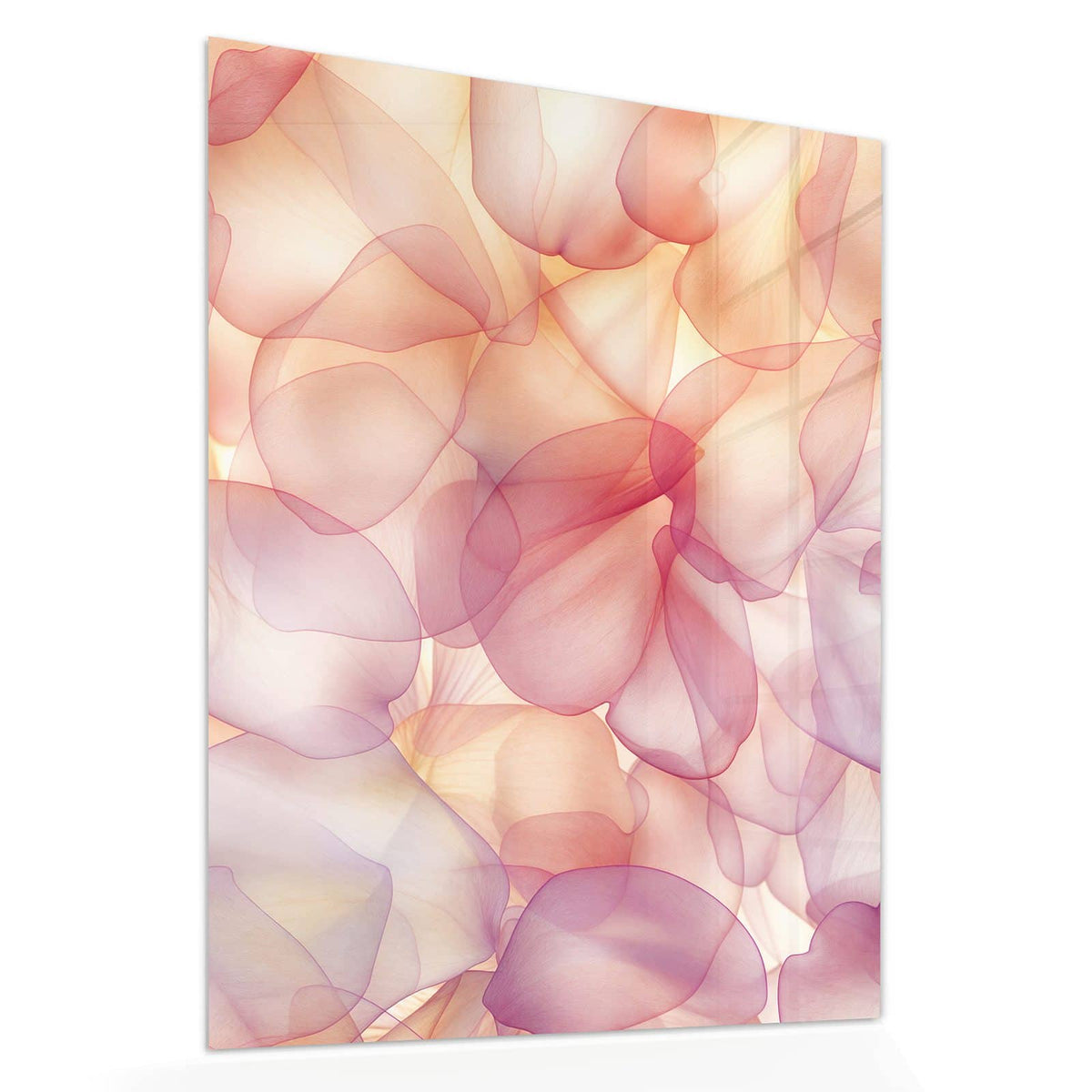 Echtglas, 4 mm – kein Acryl, keine Folie – Wandbild - Rosa Blütenblätter - Hochformat