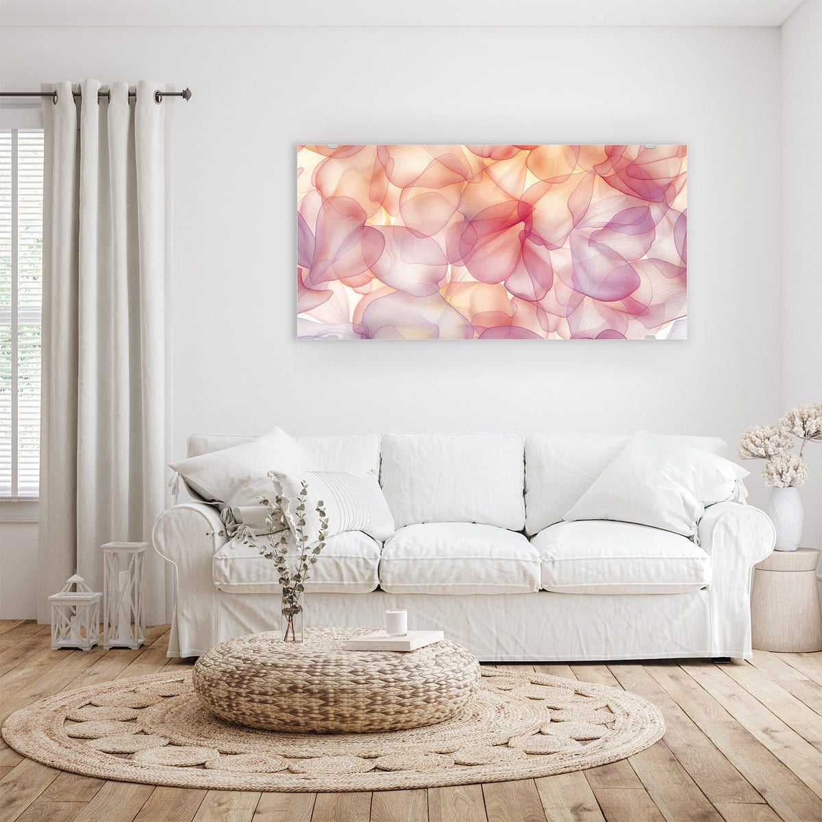 Wandbild - Rosa Blütenblätter - Querformat – Fließende Formen in Rosa