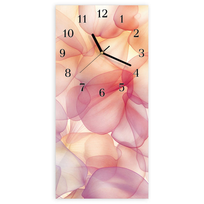 Wanduhr Zarte Blütenblätter aus Glas – Hochformat 30 × 60 cm mit Ziffernblatt Klassisch
