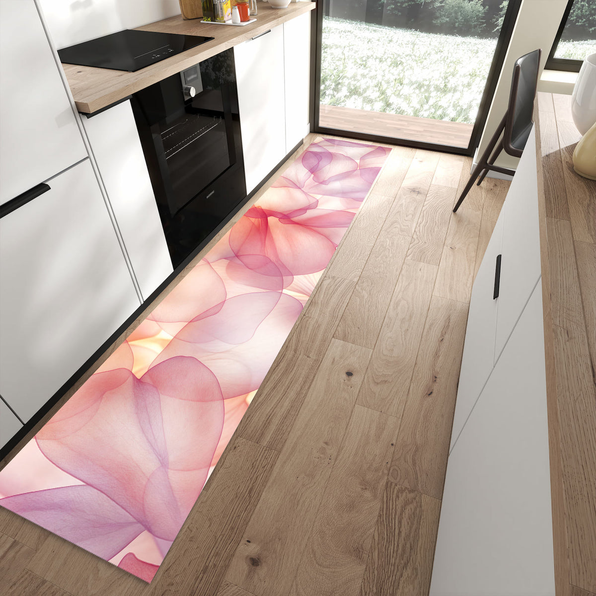 13 Größen – von 60 × 90 bis 80 × 300 cm – Küchenläufer - Rosa Blütenblätter