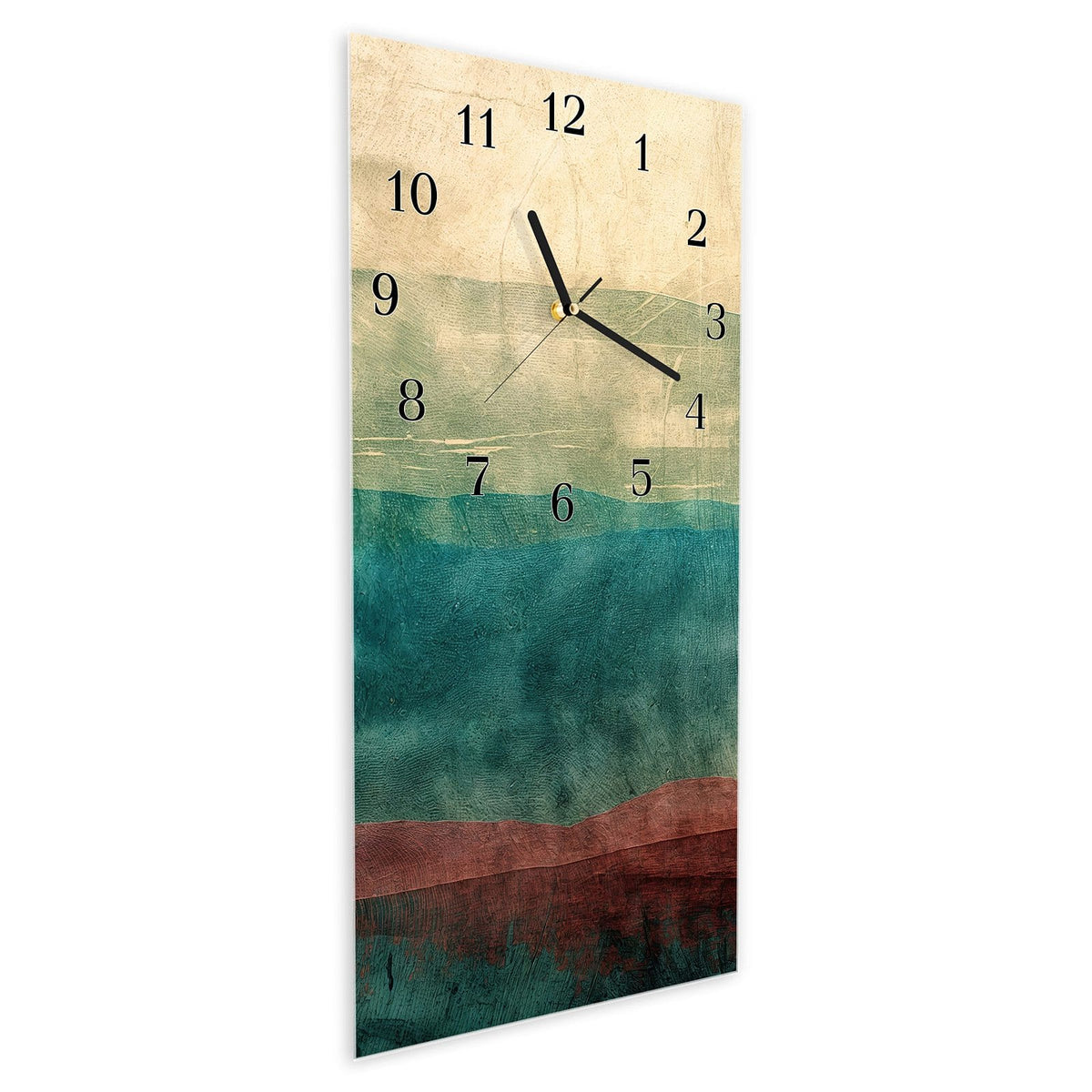 Vormontiert – mit Schwebeeffekt – Wanduhr Verwaschene Streifen aus Glas – Hochformat 30 × 60 cm