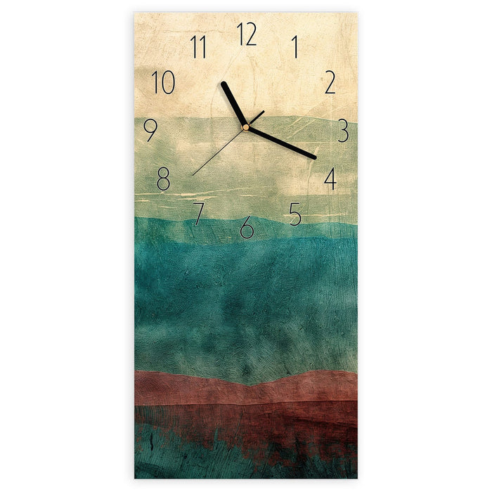 Wanduhr Verwaschene Streifen aus Glas – Hochformat 30 × 60 cm mit Ziffernblatt Elegant
