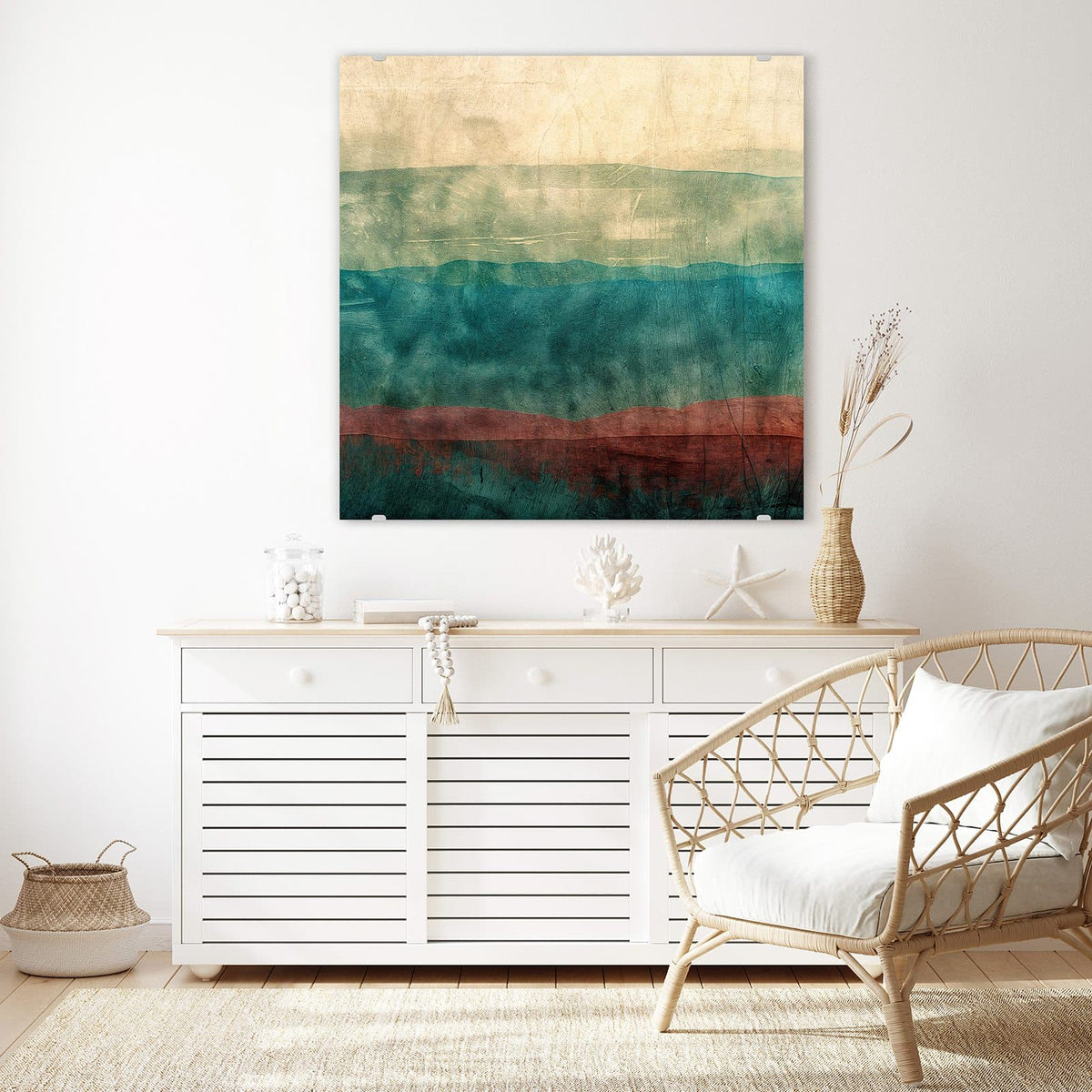 Echtglas, 4 mm – kein Acryl, keine Folie – Wandbild - Verwaschene Streifen - Quadratisch
