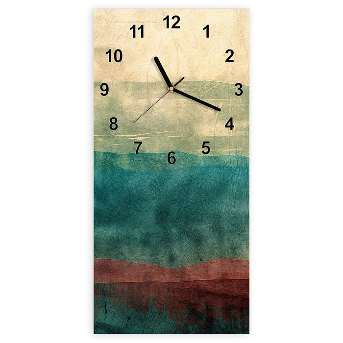 Wanduhr Verwaschene Streifen aus Glas – Hochformat 30 × 60 cm mit Ziffernblatt Modern