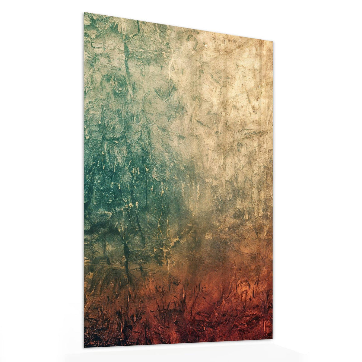11 Größen – von 30 × 60 bis 60 × 150 cm – Wandbild - Türkis und Rost - Hochformat