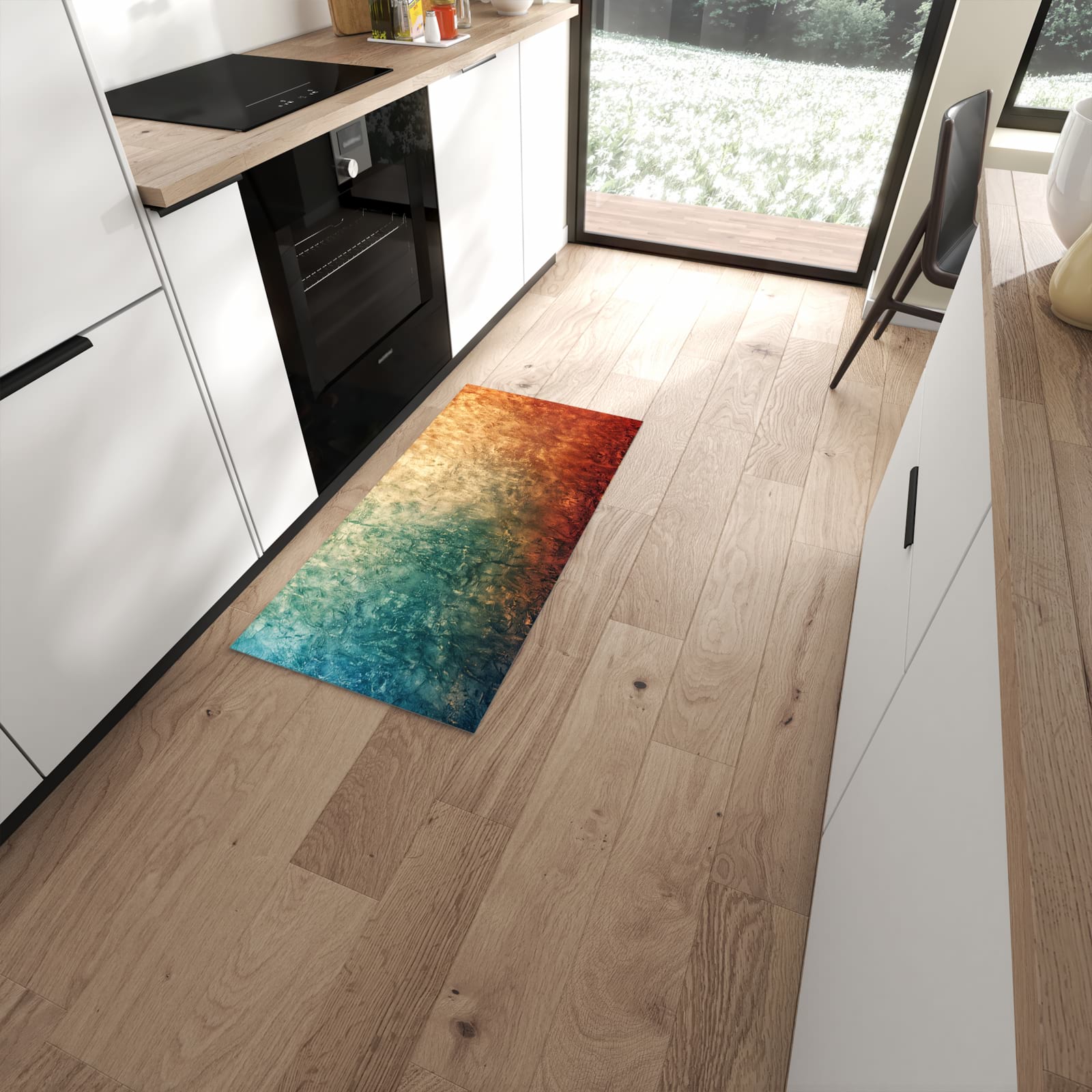Komfortabler Küchenteppich mit Motiv Strukturierte Farbe in moderner Küche - abwaschbar #grösse_60 x 120 cm
