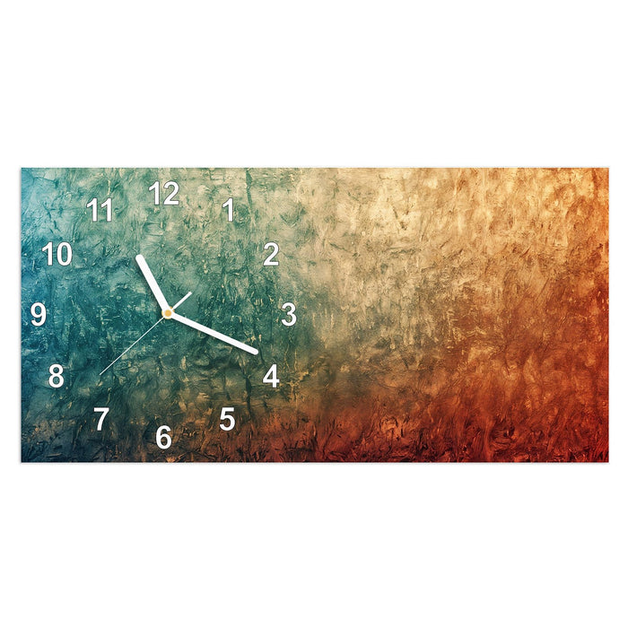 Wanduhr Strukturierte Farbe aus Glas – Querformat 60 × 30 cm mit Ziffernblatt Modern