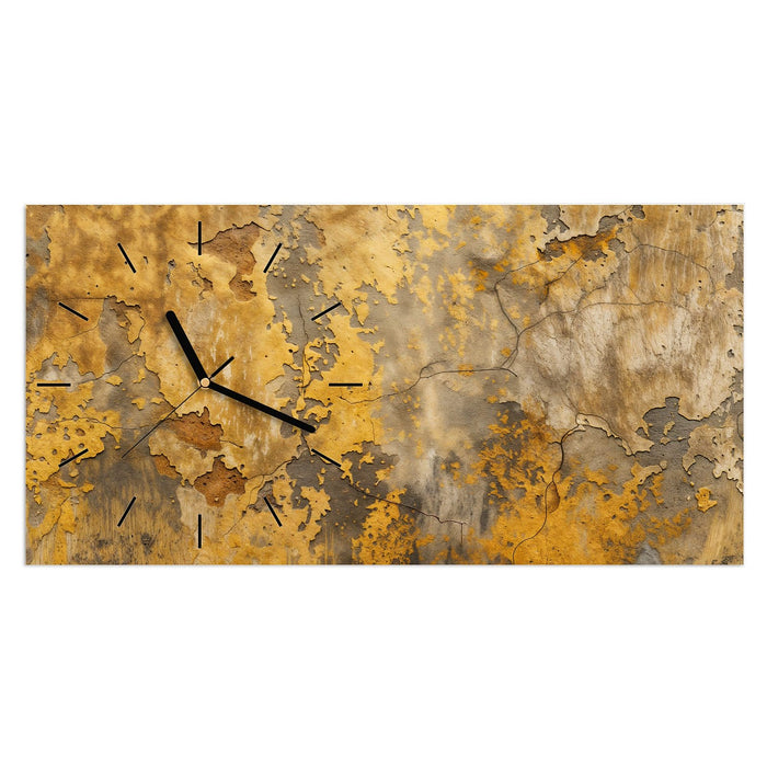 Wanduhr Verwitterte Backsteinwand aus Glas – Querformat 60 × 30 cm mit Ziffernblatt Linie