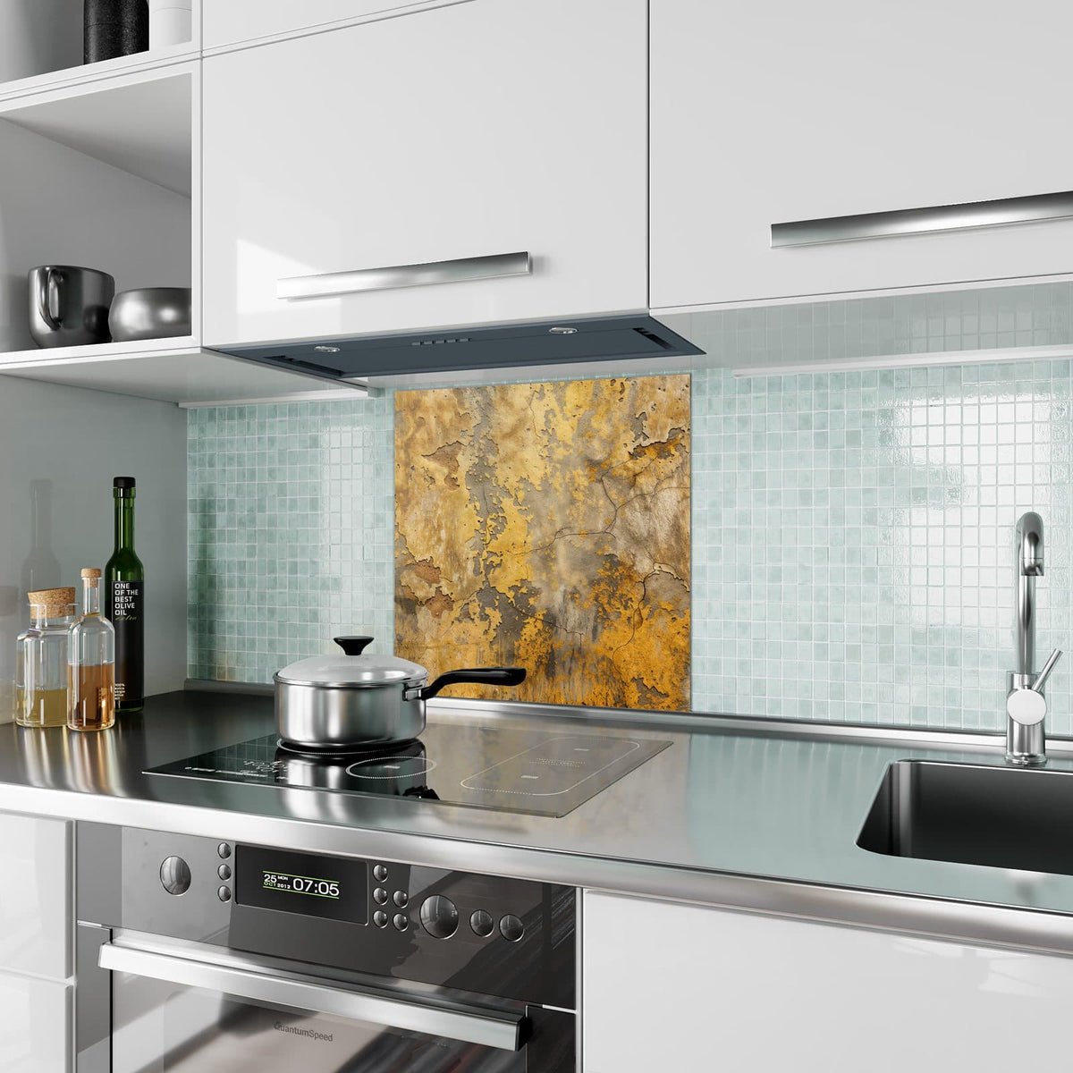 Küchenrückwand Gelbe Patina aus Glas – Gelbe Patina mit abblätternder Farbe